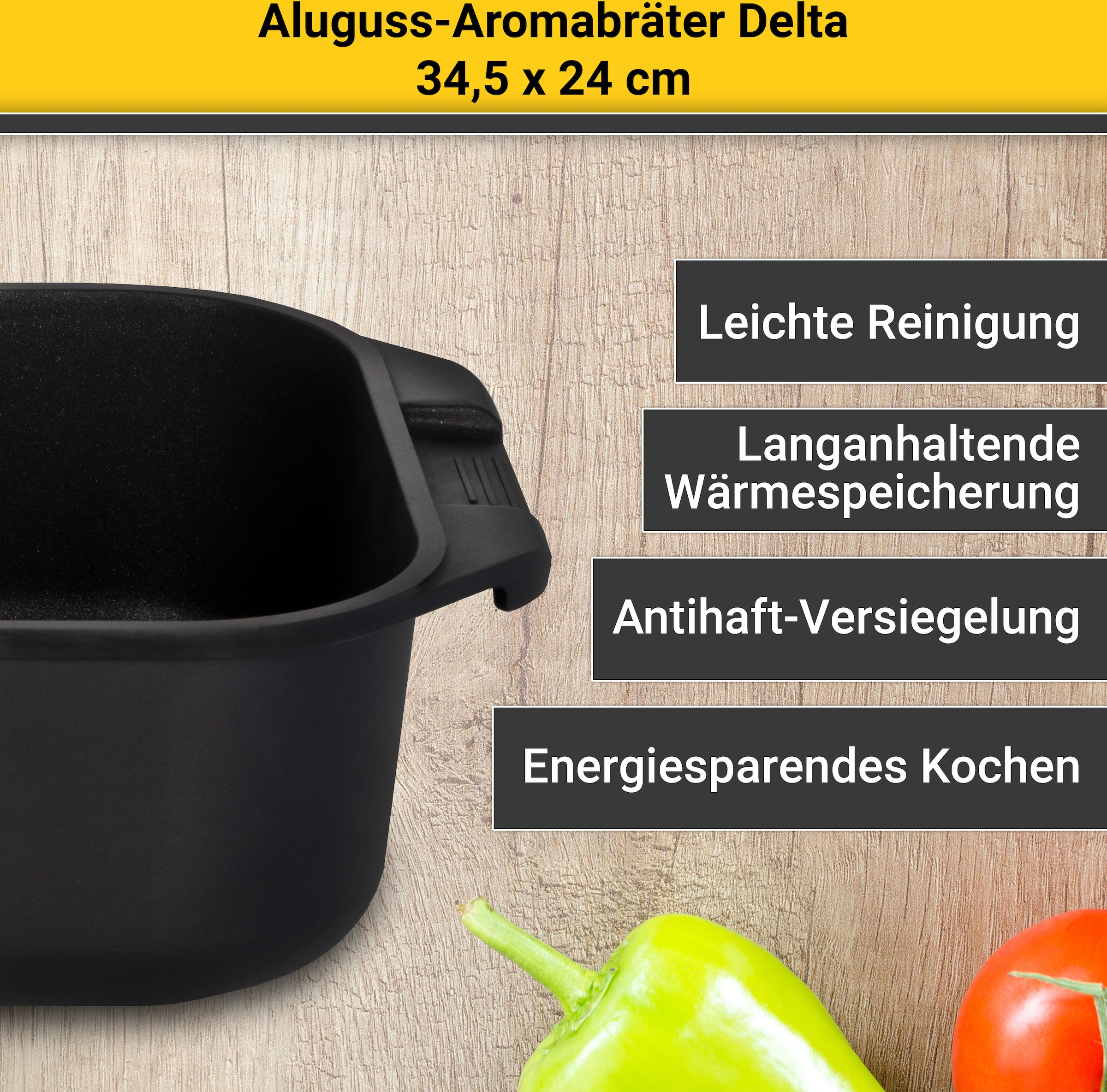 Krüger Bräter »Delta«, Aluminiumguss, (1 Aromaknopf, Glasdeckel mit Induktion online OTTO bestellen bei tlg.)