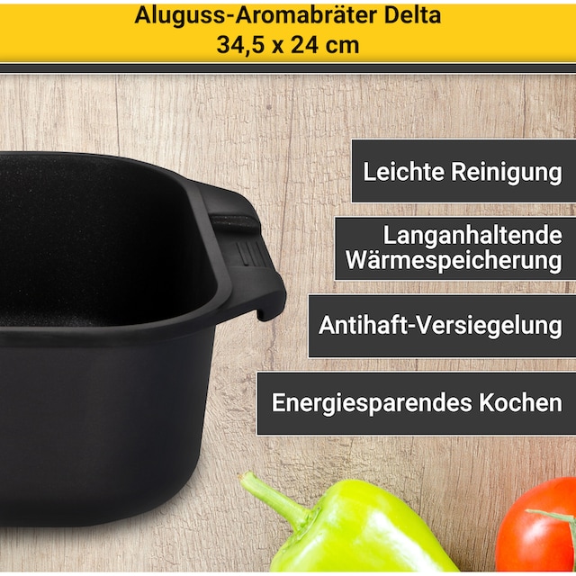 Krüger Bräter »Delta«, Aluminiumguss, (1 tlg.), Glasdeckel mit Aromaknopf,  Induktion bestellen online bei OTTO