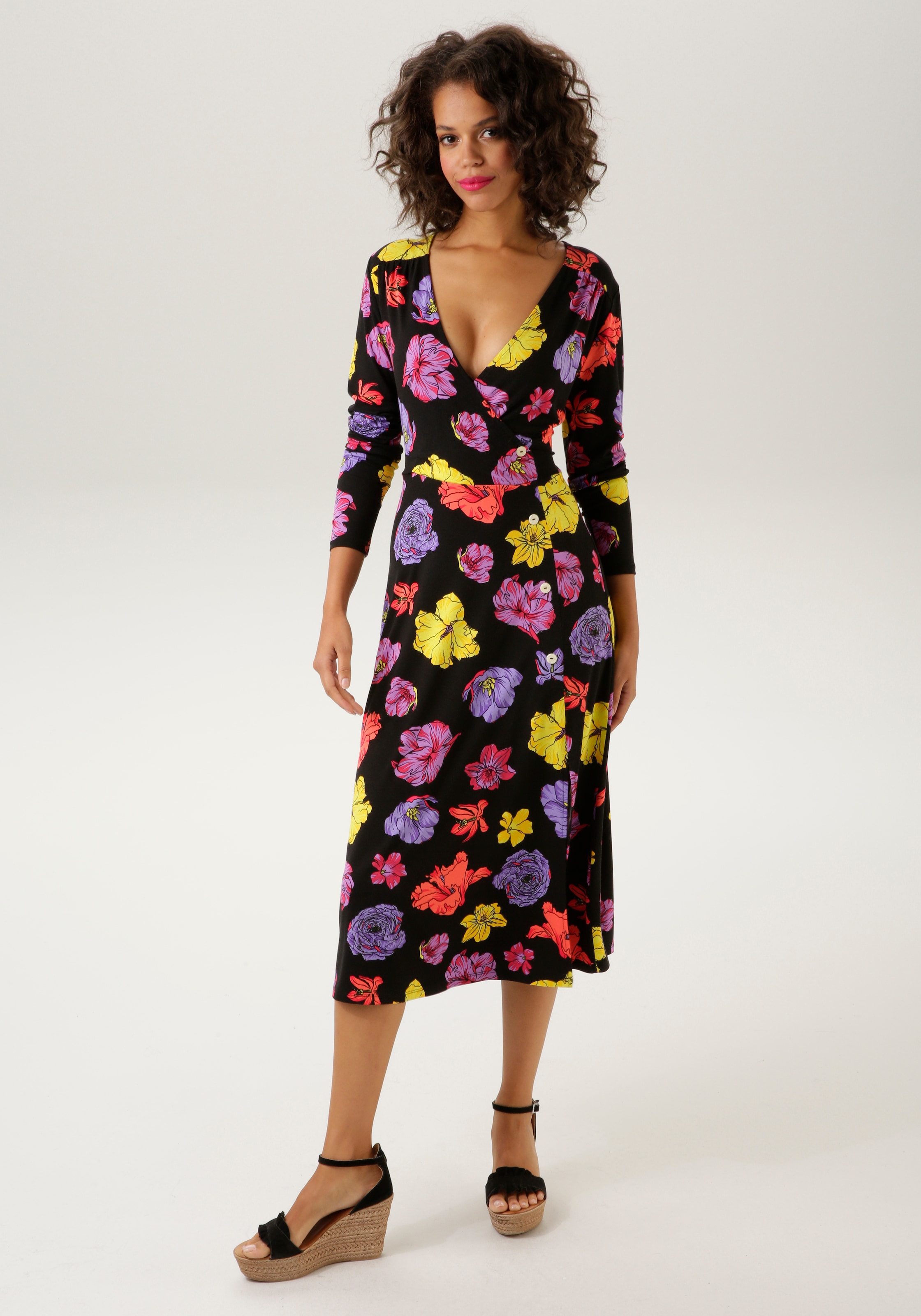 - kaufen Blüten Online Shop CASUAL bedruckt Jerseykleid, mit NEUE Aniston KOLLEKTION farbenfrohen OTTO im