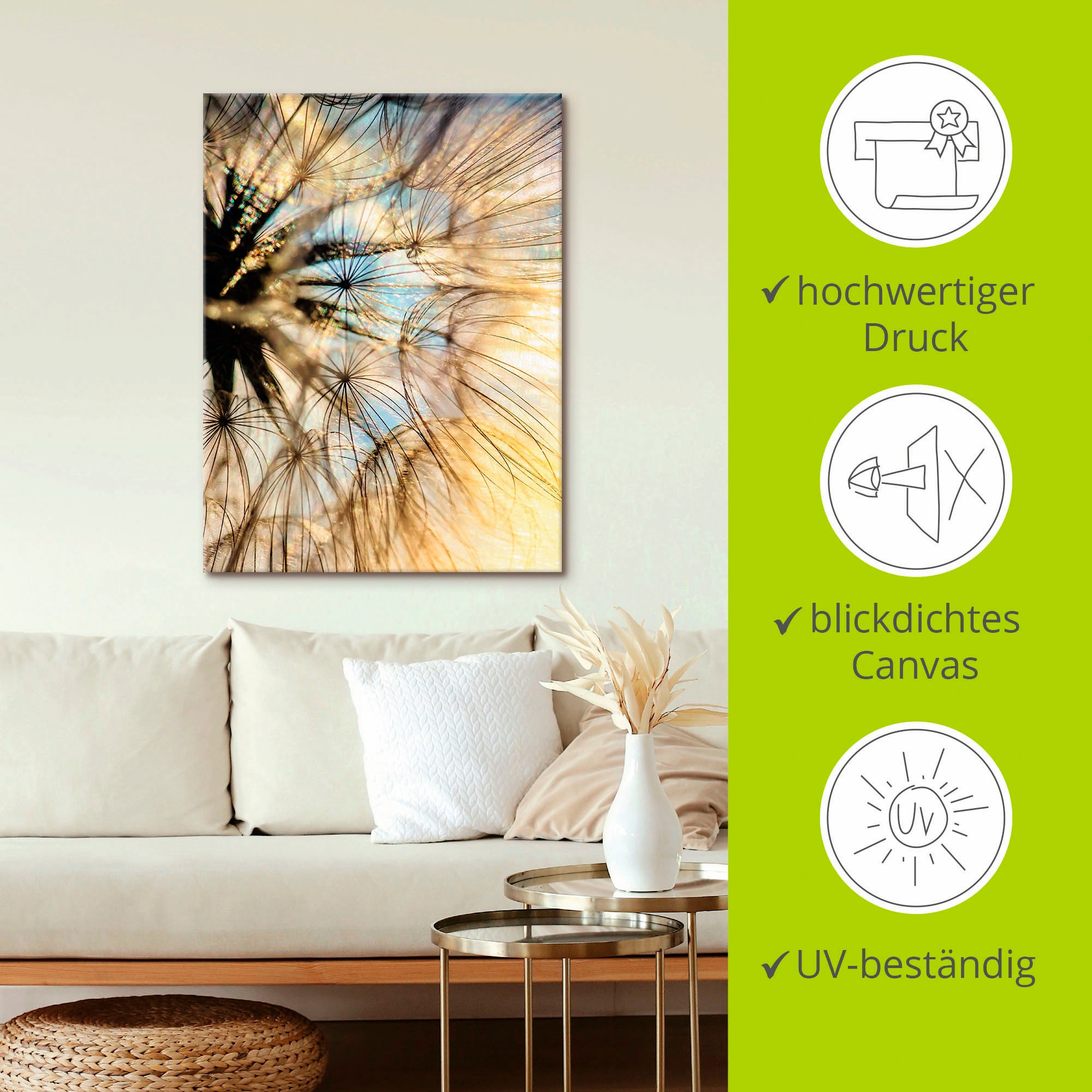 Artland Wandbild »Pusteblume Poesie«, Blumen, (1 St.), als Leinwandbild, Poster, Wandaufkleber in verschied. Größen