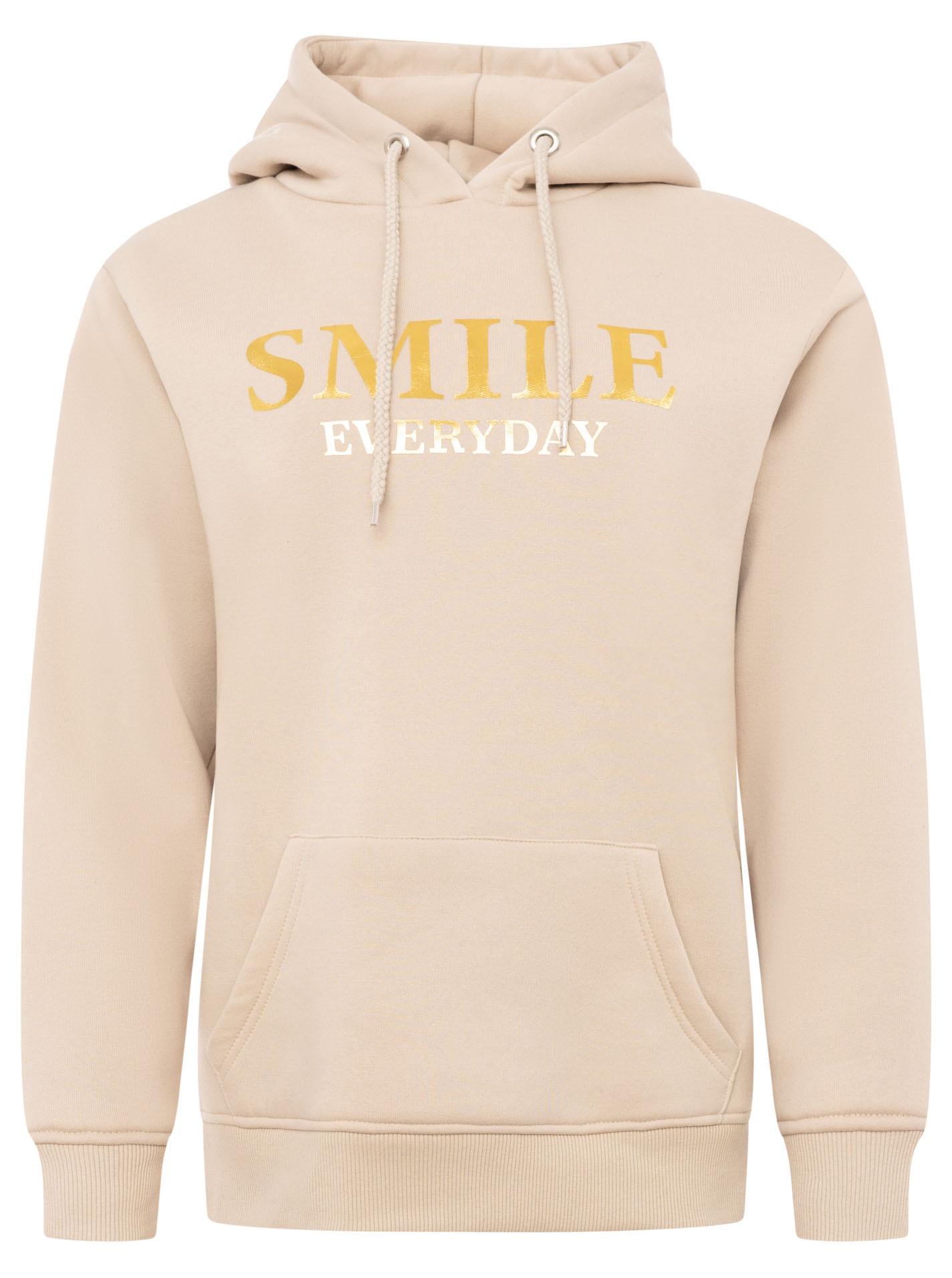 Zwillingsherz Hoodie »"Smile Sparkle"«, glänzender Print, Fronttasche, Kapuze, Daumenloch
