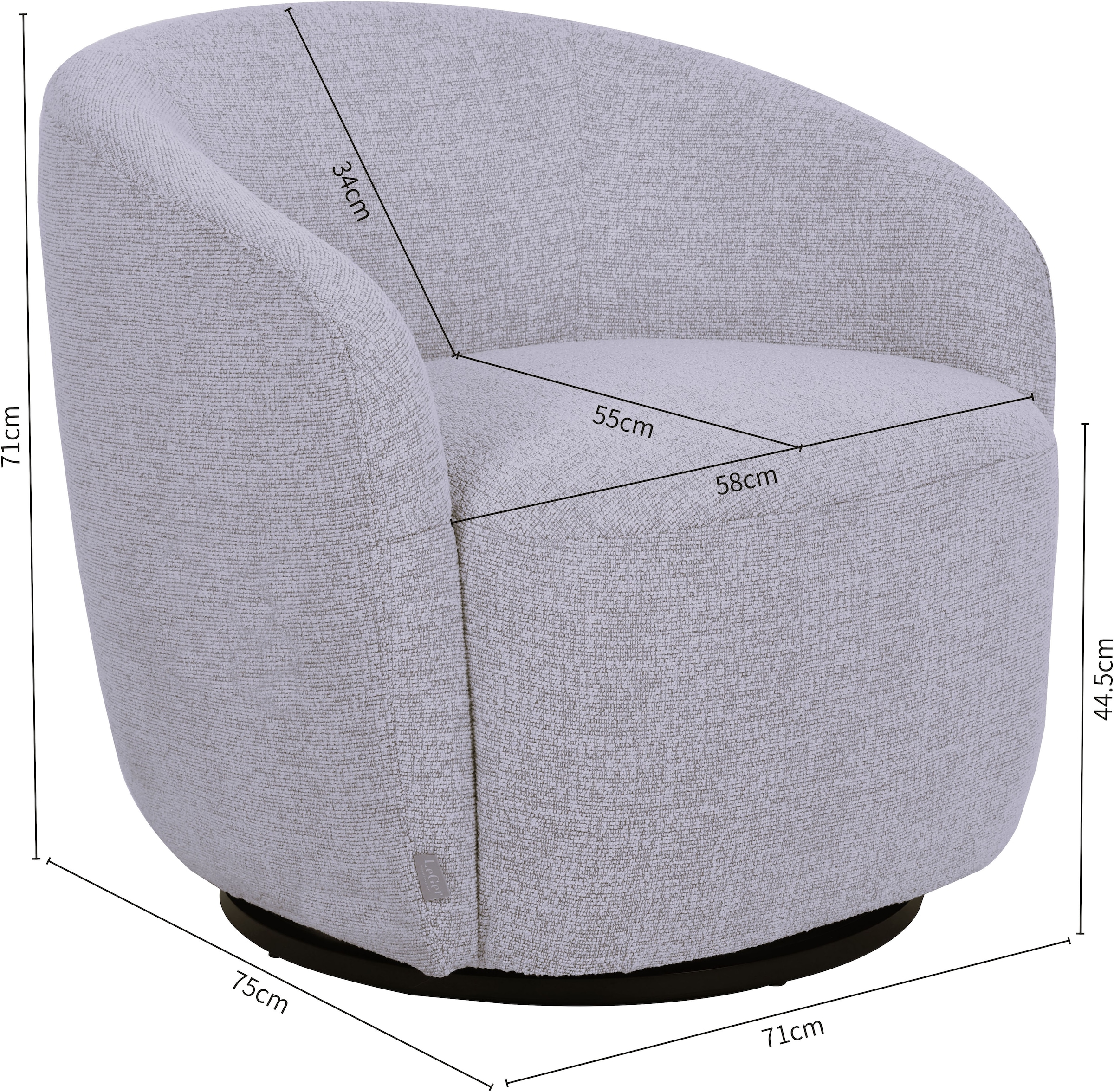 LeGer Home by Lena Gercke Drehsessel »ZAYRA Lese-Sessel, TV-Sessel, Loungesessel« 360° drehbar, Webstoff