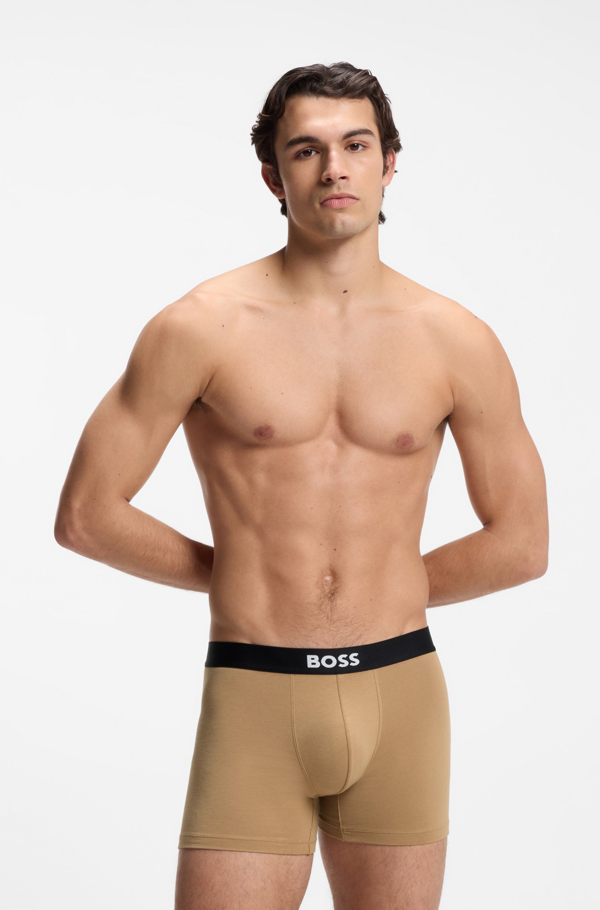 BOSS Boxershorts »Boxer Brief 3P BOSS ONE« 3 Stk. elastischer Bund mit Logo, 1x gemustert, 2x uni