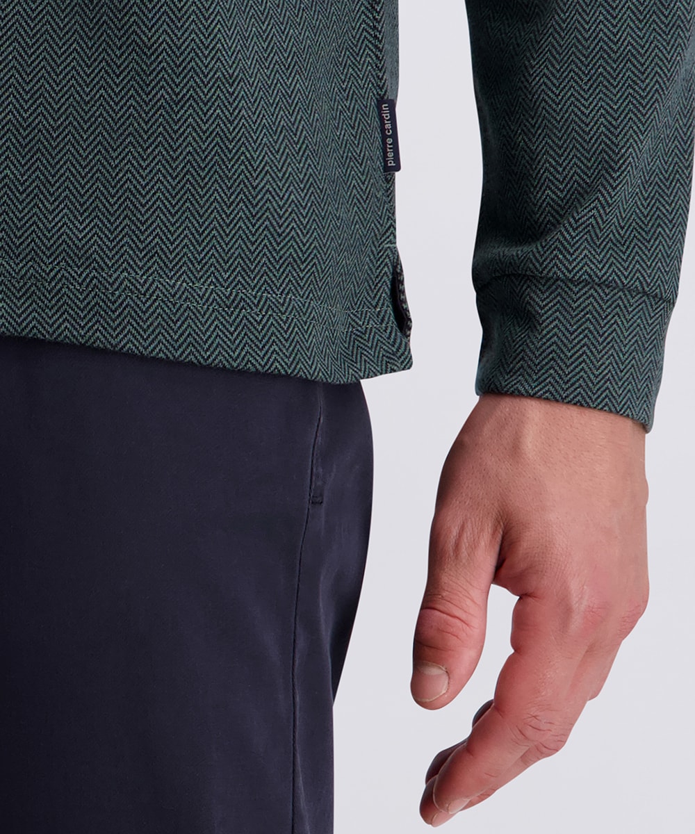Pierre Cardin Langarm-Poloshirt, mit Fischgratmuster