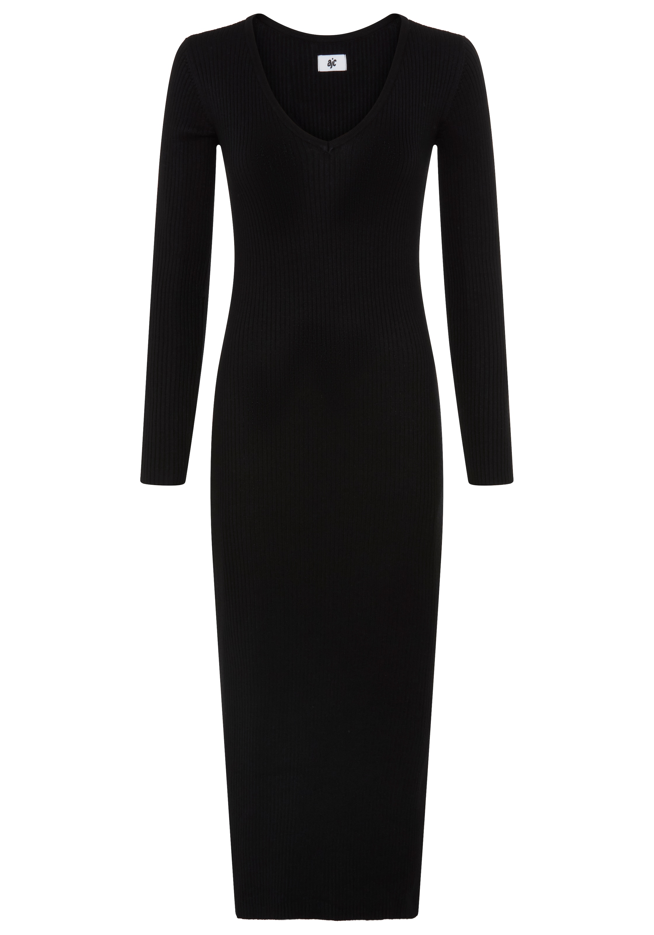 AJC Strickkleid in Midilänge mit seitlichem Schlitz und Vneck