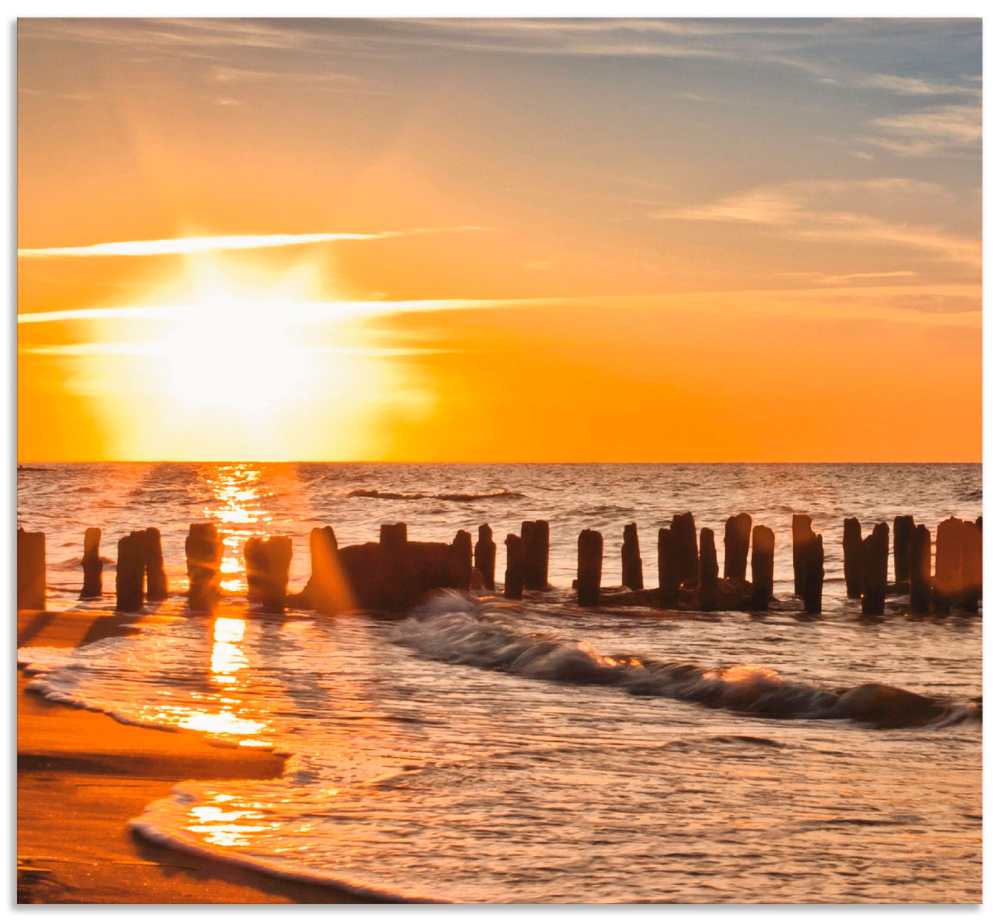 Küchenrückwand »Schöner Sonnenuntergang am Strand«, (1 tlg.), Alu Spritzschutz mit...