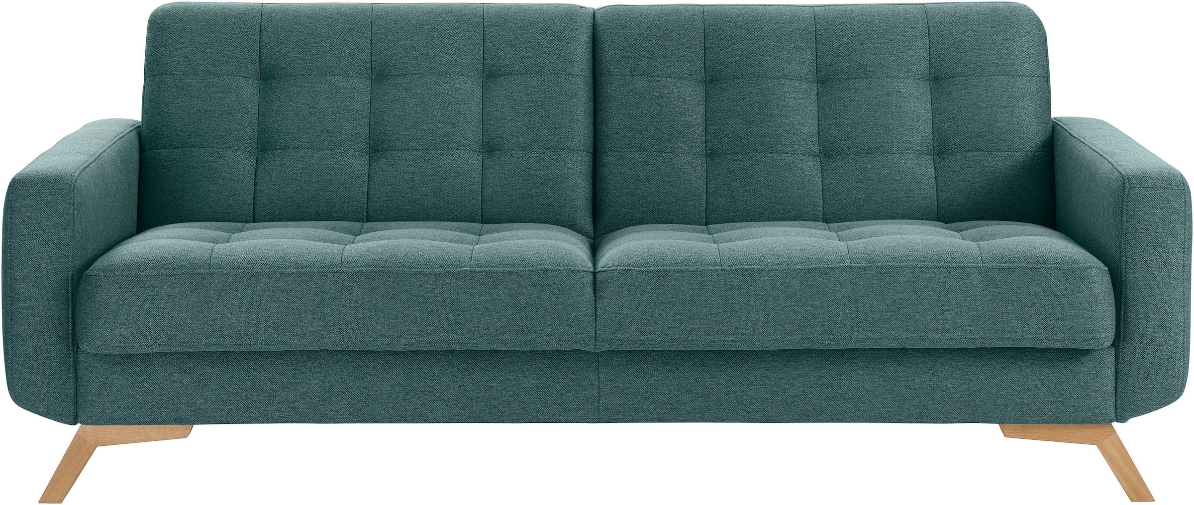 exxpo - sofa fashion 3-Sitzer »Fiord, aktuelles Design, tolle Detailverarbeitung im Sitz und Rücken«, bequem, wahlweise Kippcouch mit Bettfunktion und Bettkasten, Holzfuß