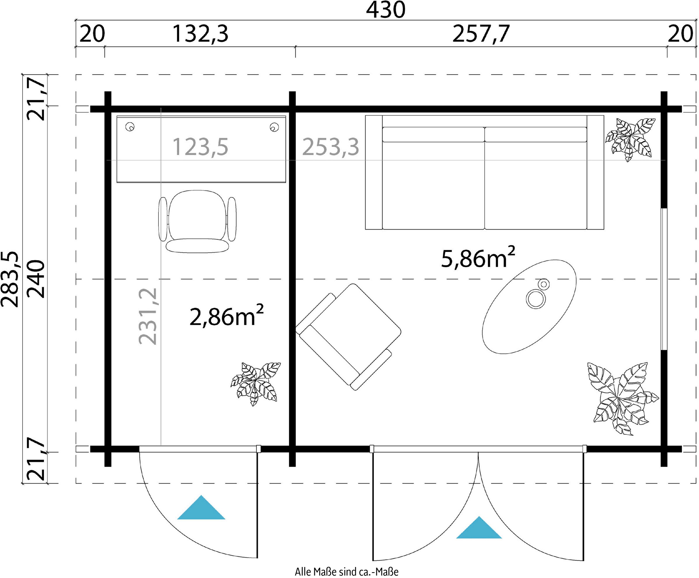 LASITA MAJA Gartenhaus »WREXHAM«, (Set, inkl. Fussbodenbretter zum verlegen)