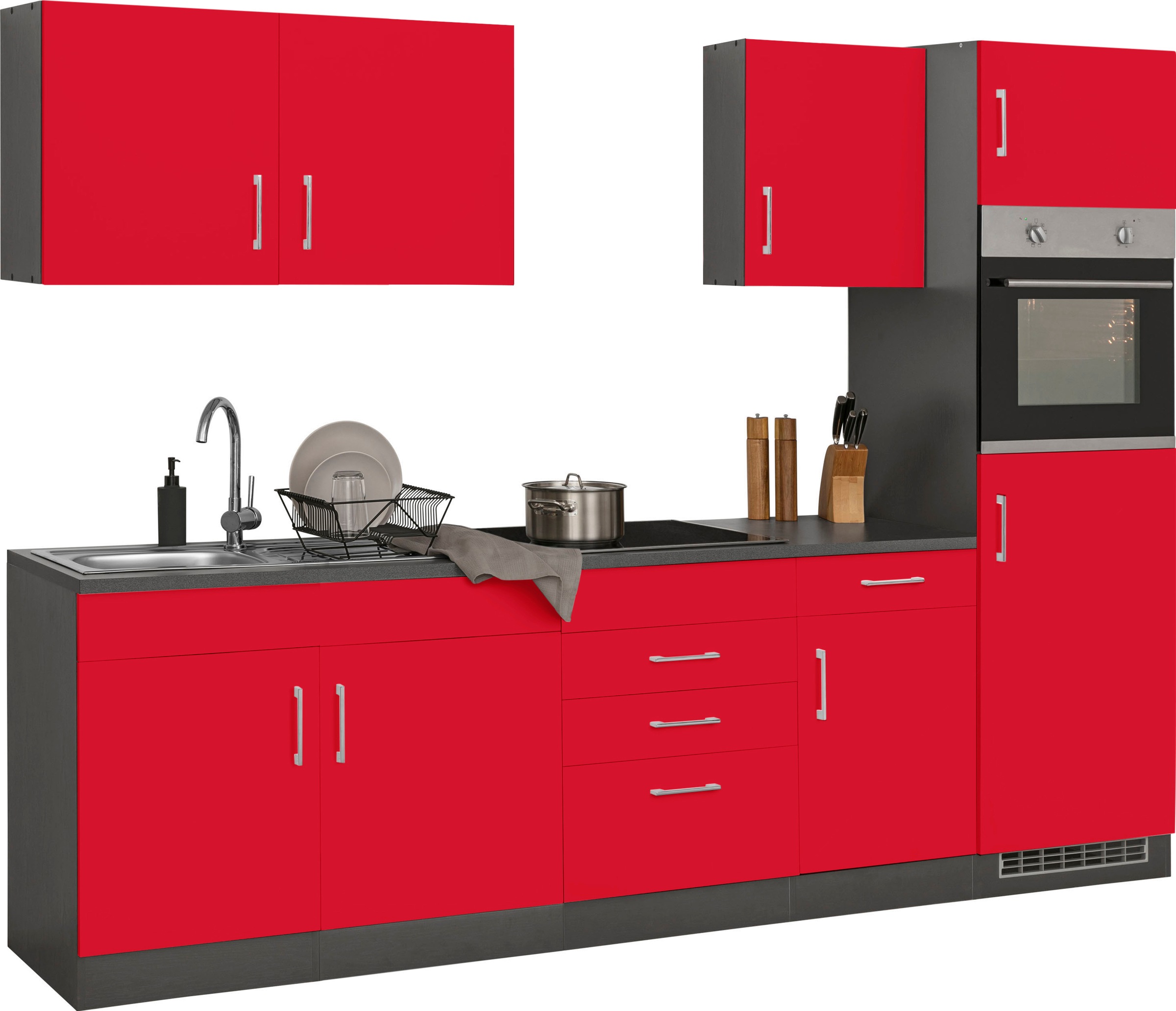 KOCHSTATION Küchenzeile »KS-Paris – Küchen mit einzigartigen Fotomotiven auf den Fronten« Breite 270 cm, wahlweise mit E-Geräten und Induktion