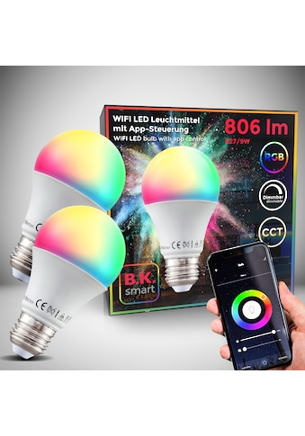 LED-Leuchtmittel, E27, 2 St., Warmweiß, Smart Home LED-Lampe, RGB, WiFi,...