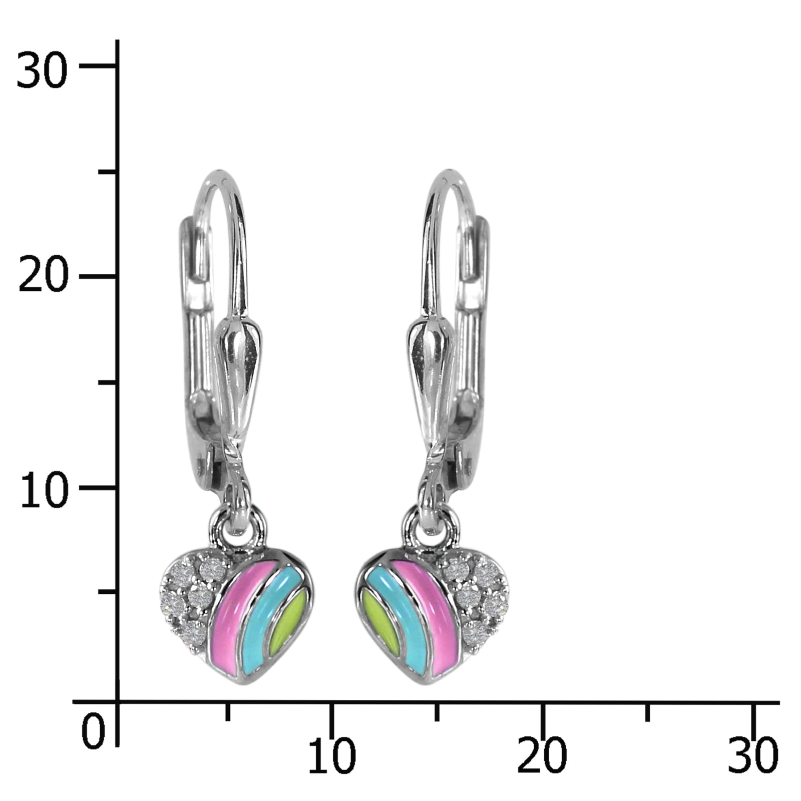 OSTSEE-SCHMUCK Paar Ohrhänger »- buntes Herz 6 mm - Silber 925/000 - Zirkonia«