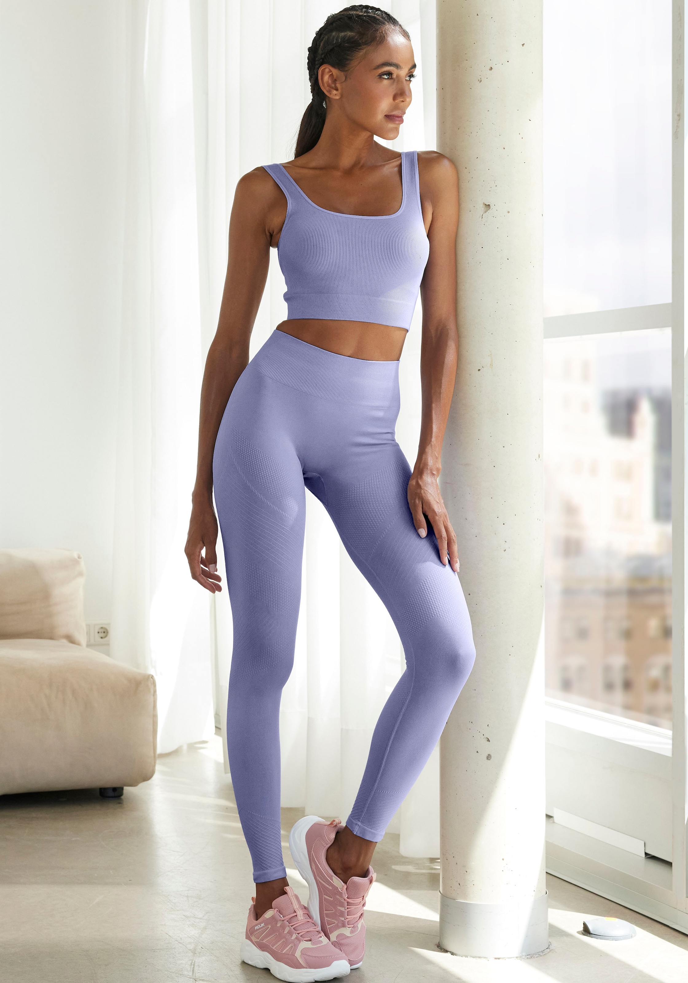 LASCANA Seamless Leggings »- Po Push Up Leggings«, mit Rippstruktur und Shapingeffekt, Sporthose, Sportleggings