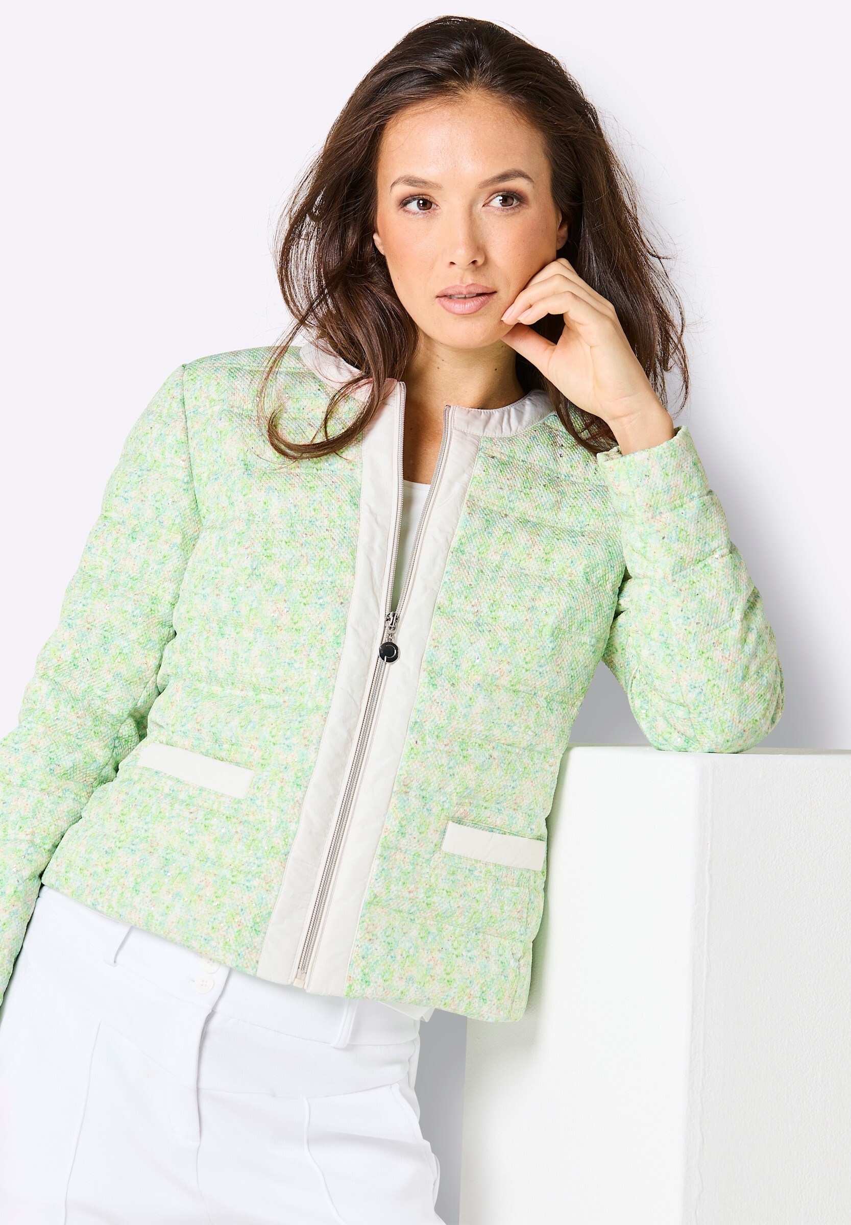 creation L Daunenjacke »Daunen-Steppjacke Daunenjacke mit horizontalem Steppmuster« ohne Kapuze