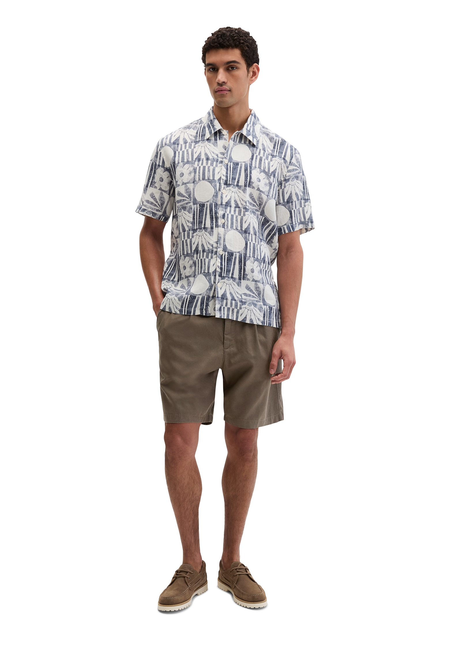 Marc O'Polo Kurzarmhemd Leinenhemd regular fit mit Allover-Print