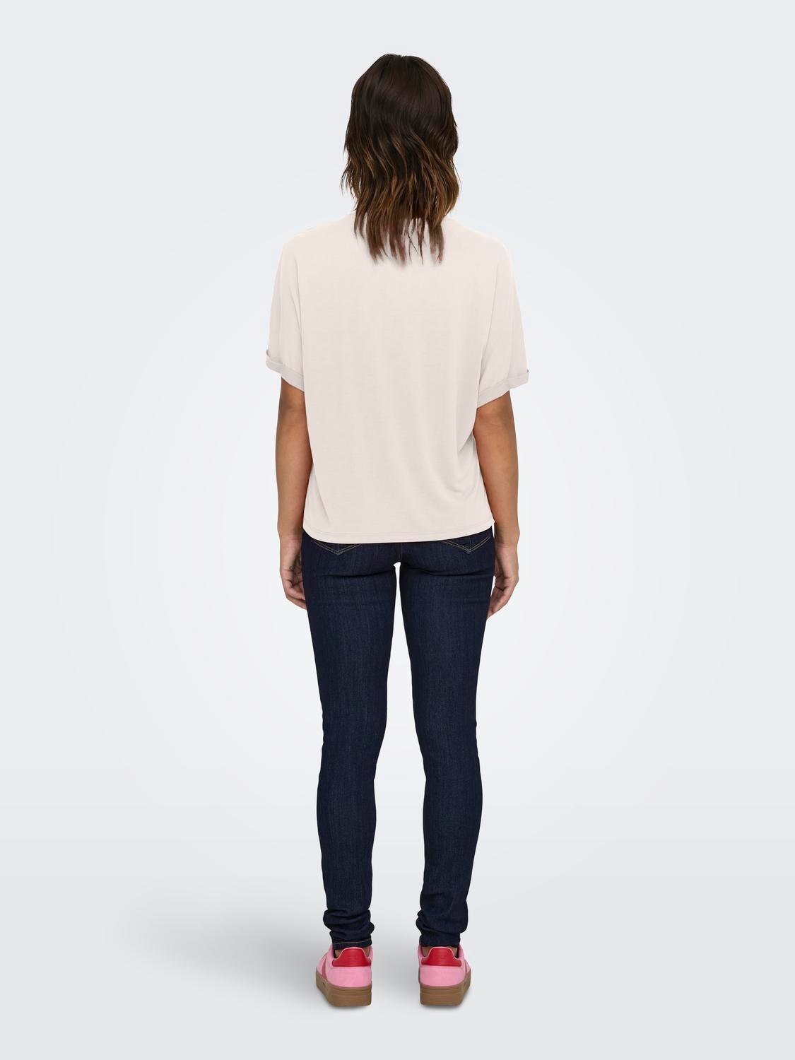 ONLY T-Shirt »ONLFREE LIFE S/S FOLD-UP TOP BOX JRS« Materialmix, regular fit, Rundhals