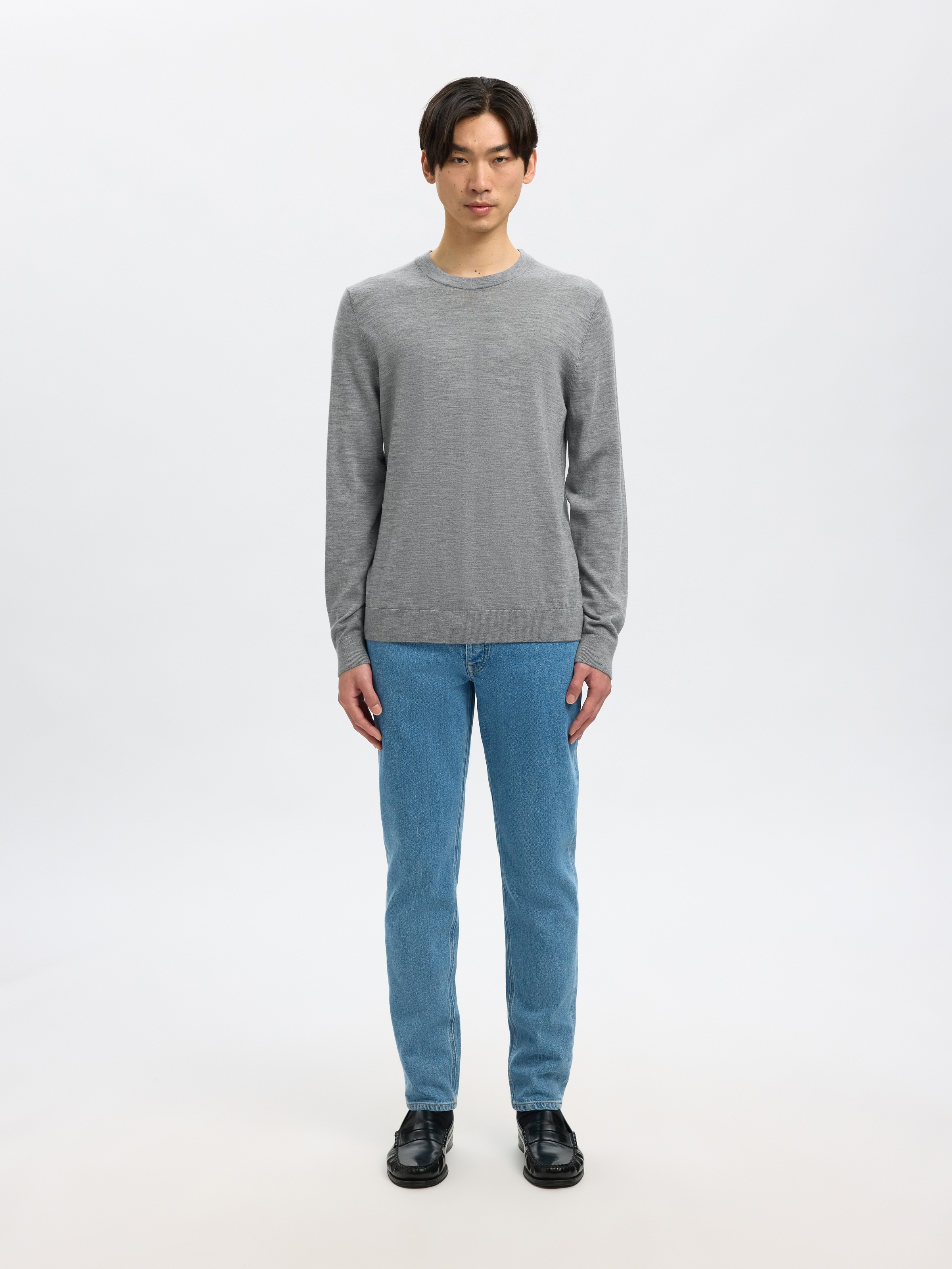 SELECTED Rundhalspullover »SLHTRAY LS KNIT MERINO CREW NECK NOOS« Wolle, regular fit