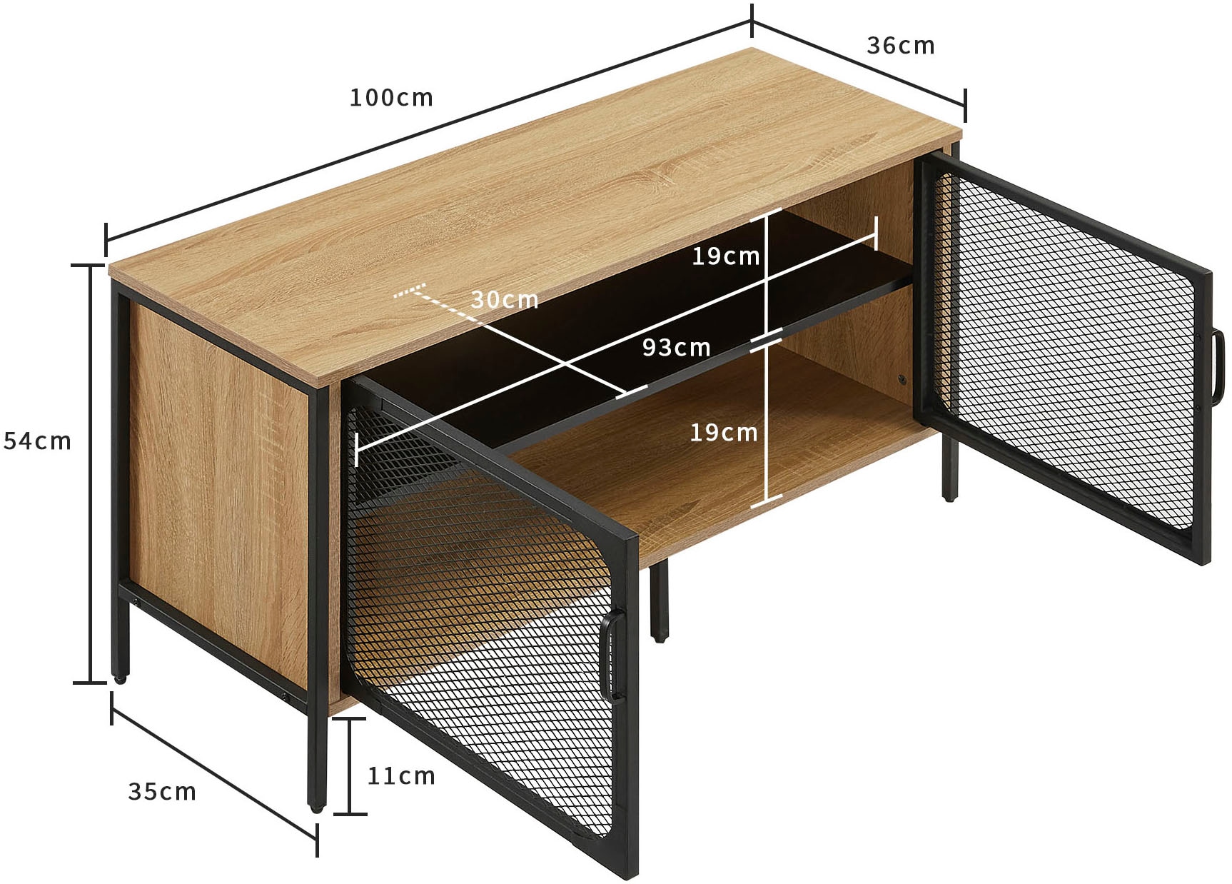 OTTO home TV-Board »Amance« mit natürlichen ABS-Kanten und langlebigem Metallgestell