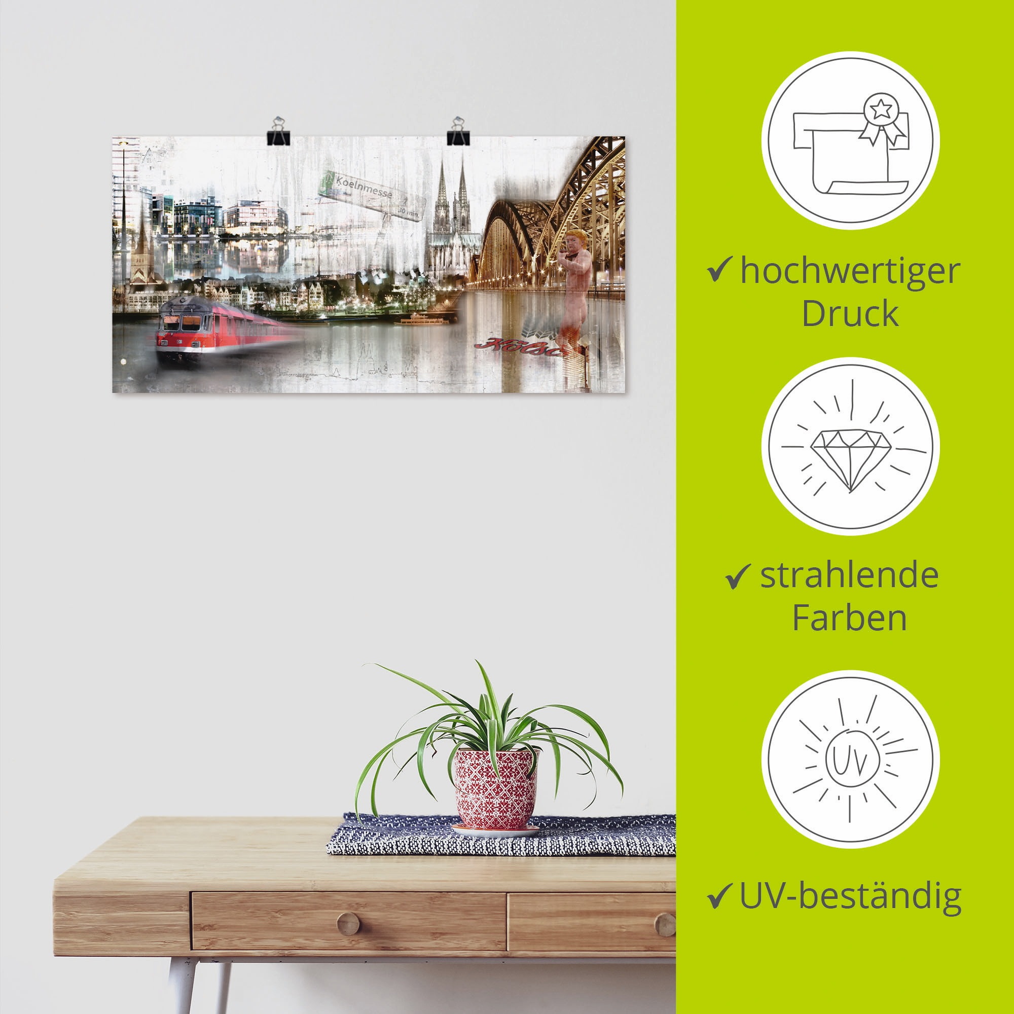 Artland Wandbild »Köln Skyline Collage I«, Deutschland, (1 St.), als Leinwandbild, Poster in verschied. Größen