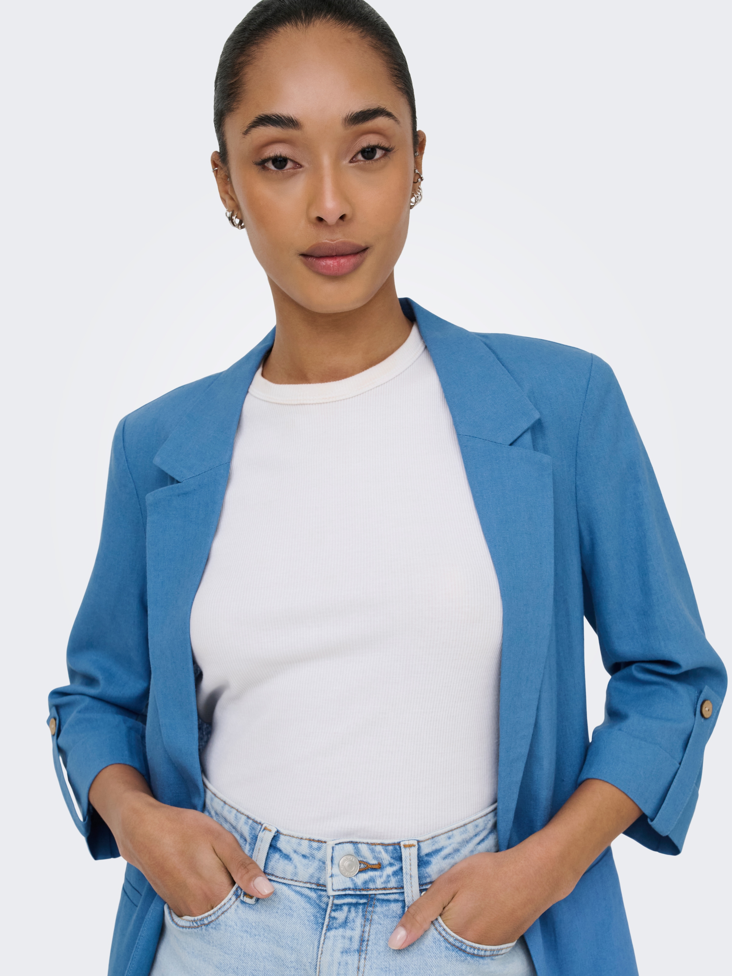 ONLY Kurzblazer »ONLGOA 3/4 UNLINE LINEN BL BLAZER CC TLR« mit Leinen