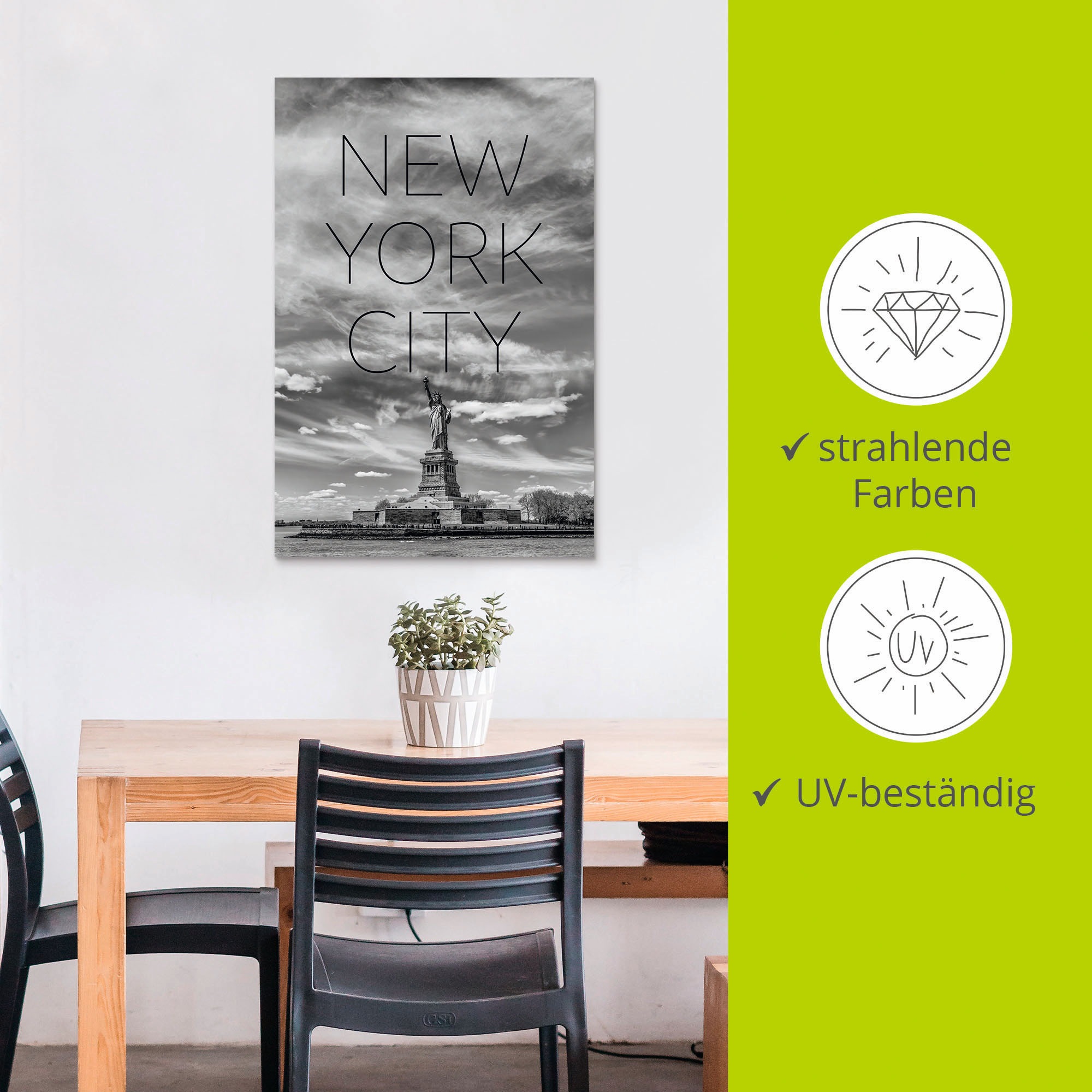 Artland Wandbild »NYC Freiheitsstatue«, New York, (1 St.), in vielen Größen & Produktarten - Alubild / Outdoorbild für den Außenbereich, Leinwandbild, Poster, Wandaufkleber / Wandtattoo auch für Badezimmer geeignet