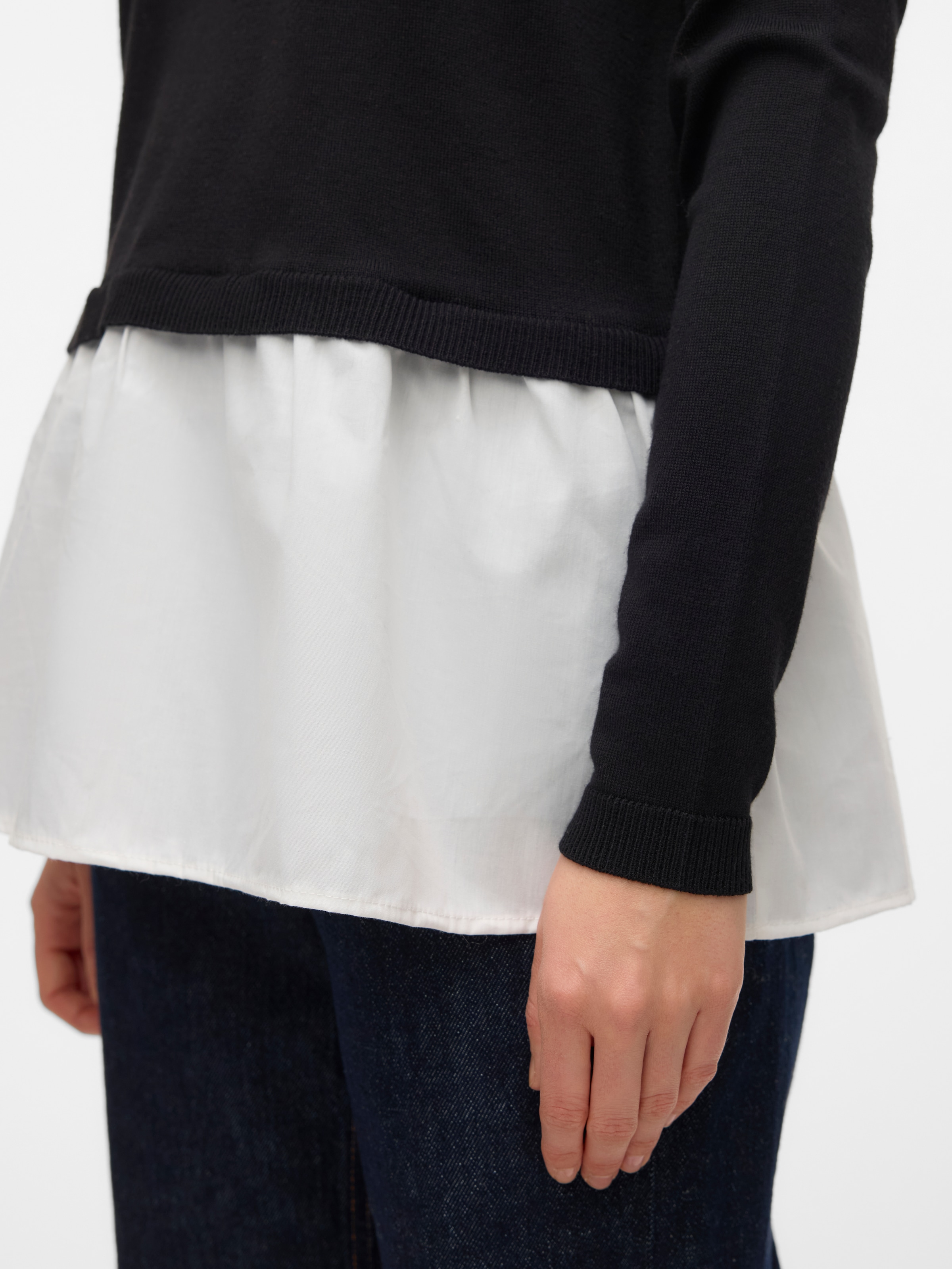 Vero Moda Rundhalspullover »VMJOSE LS O-NECK WVN MIX PULLOVER GA BOO«