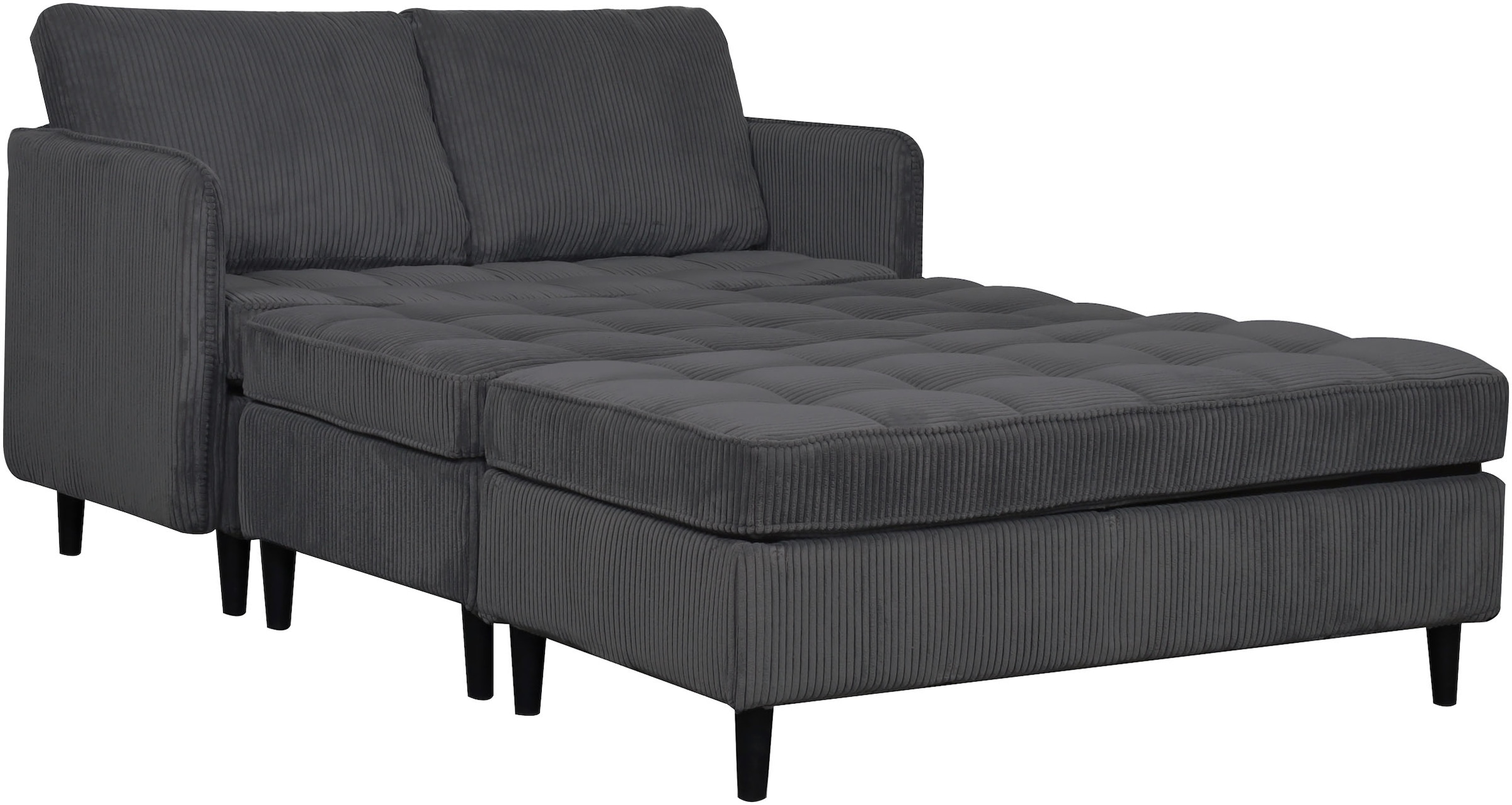 Dorel Home Wohnlandschaft »LINDHUS, Cord, Modulsofa, verschiedene Stellvarianten« Breite als U-Form (254cm) mit Verbindern fixierbar, Recamiere,Stauraum