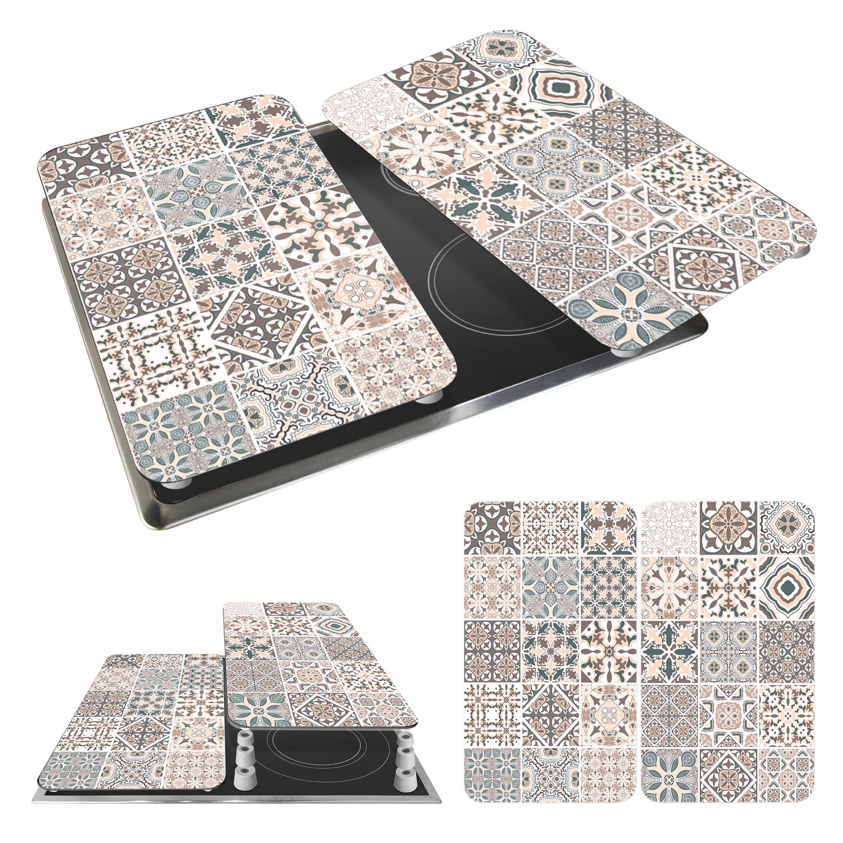 WENKO Herd-Abdeckplatte »Universal Modell Kachel« Herdabdeckung für alle Herdarten, kratzfest, mit rutschfesten Füßen