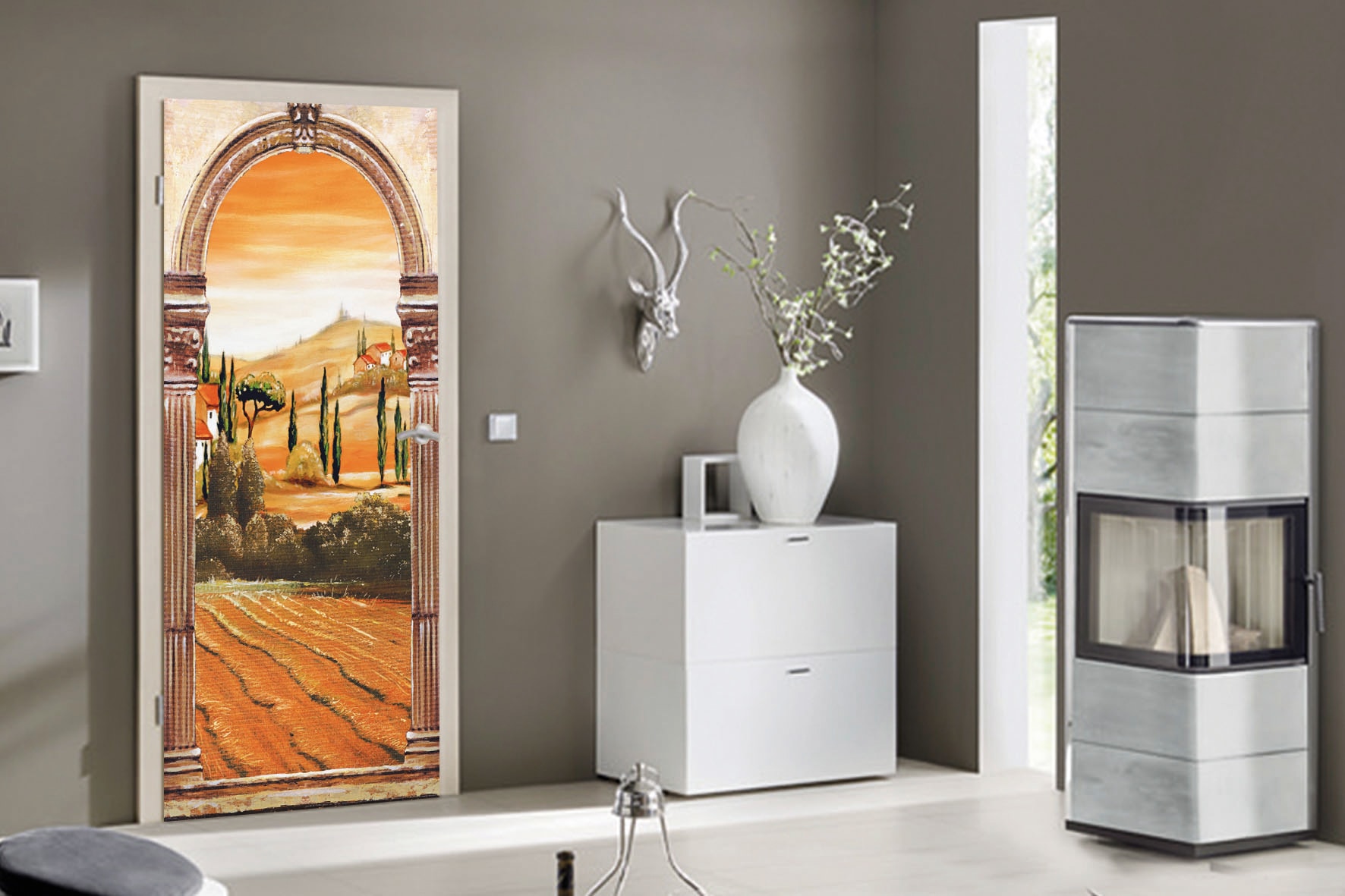 Papermoon Fototapete »Toscana - Türtapete« matt