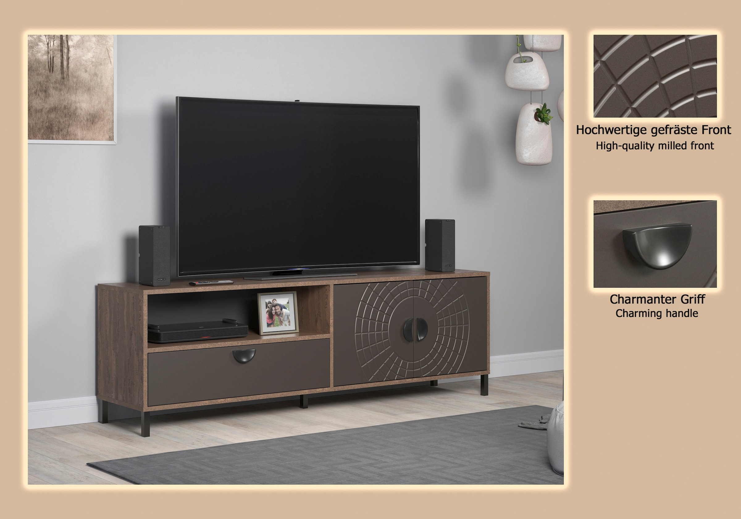 INOSIGN Lowboard »Fusion« 1 Stk. tlg. TV-Lowboard mit Soft-Close-Türen & Schubkasten – (B/T/H) 183/40/55 cm