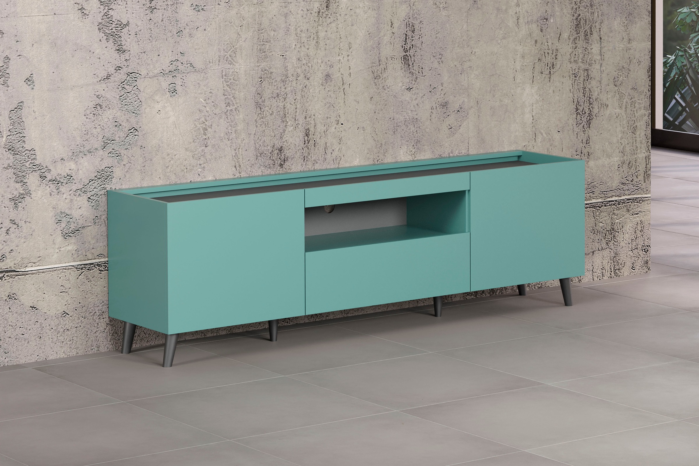 andas TV-Board »Mikkeline«, (1 St.), matt, B / H: ca. 181 / 60 cm, TV-Schrank, blau, Türkis