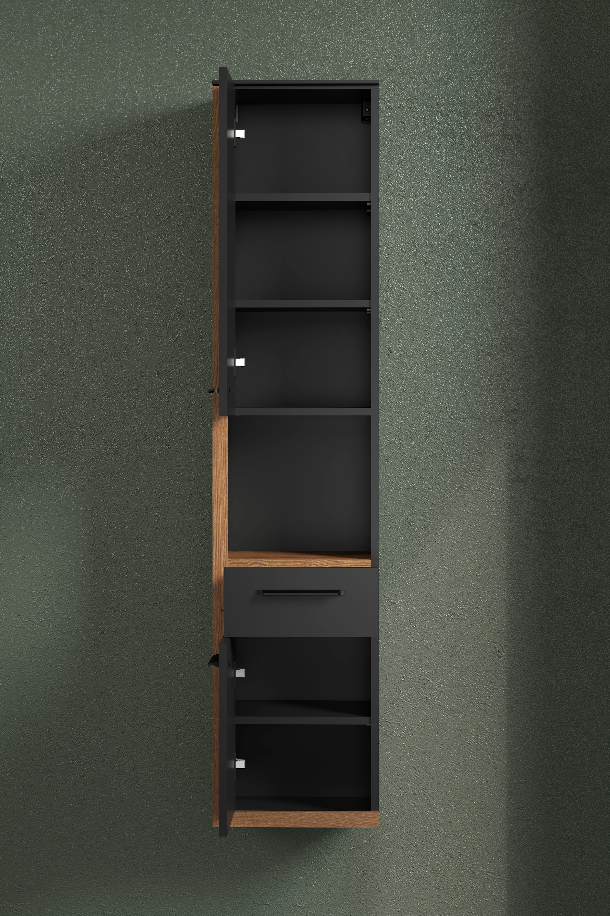 INOSIGN Midischrank »Premont«, (1 St.), grauer Bad-Hängeschrank, 35 cm x 157 cm hoch, Soft-Close, 2 Türen