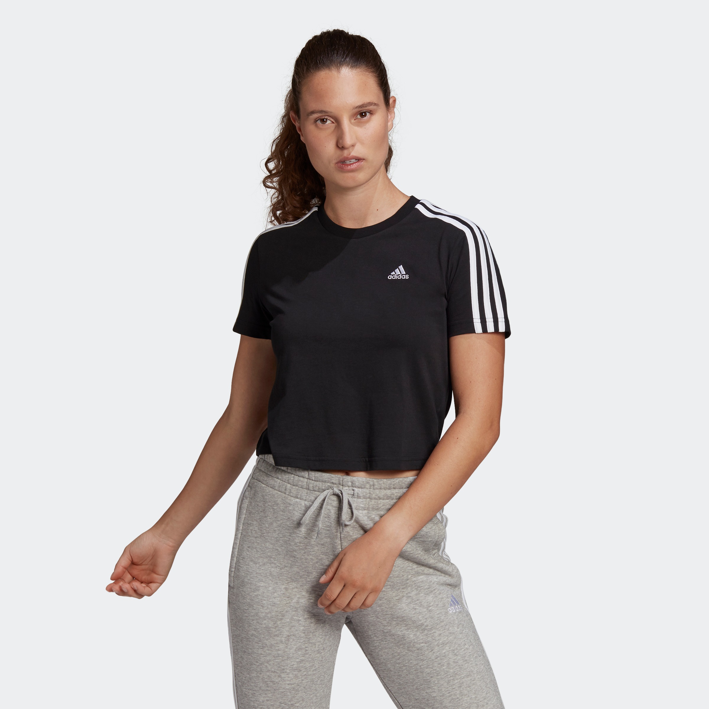 adidas Performance T-Shirt »ESSENTIALS LOOSE 3-STREIFEN CROPPED«