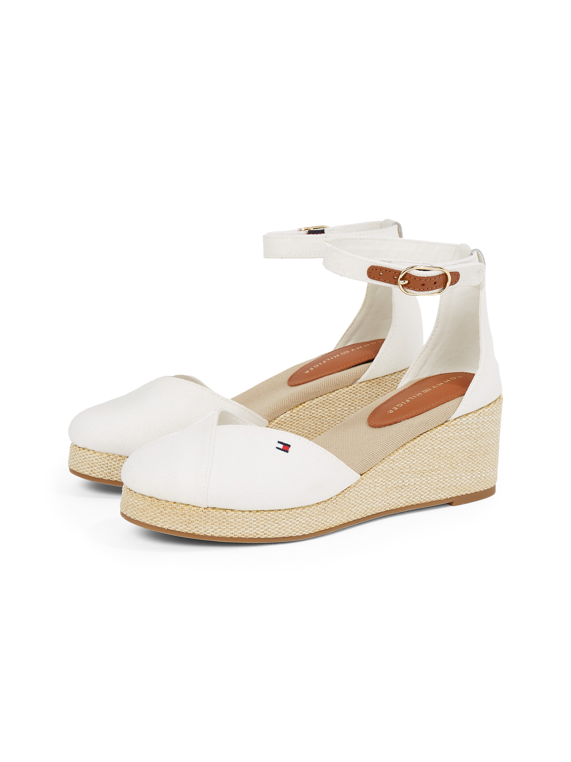 Tommy Hilfiger Keilsandalette »FLAG CLOSED TOE MID WEDGE ESPAD«, Riemchensandale, Sommerschuh mit verstellbarer Schnalle