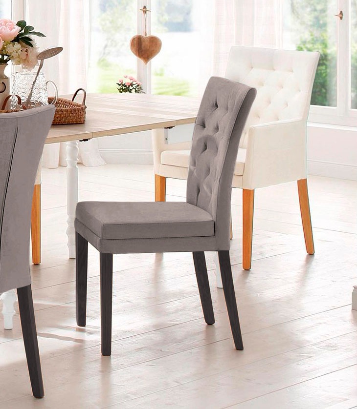 Home affaire 4-Fußstuhl »Colorado«, (Set), 2 St., Luxus-Microfaser, Beine aus massiver Buche, wengefarben lackiert, Im 2er, 4er oder 6er-Set