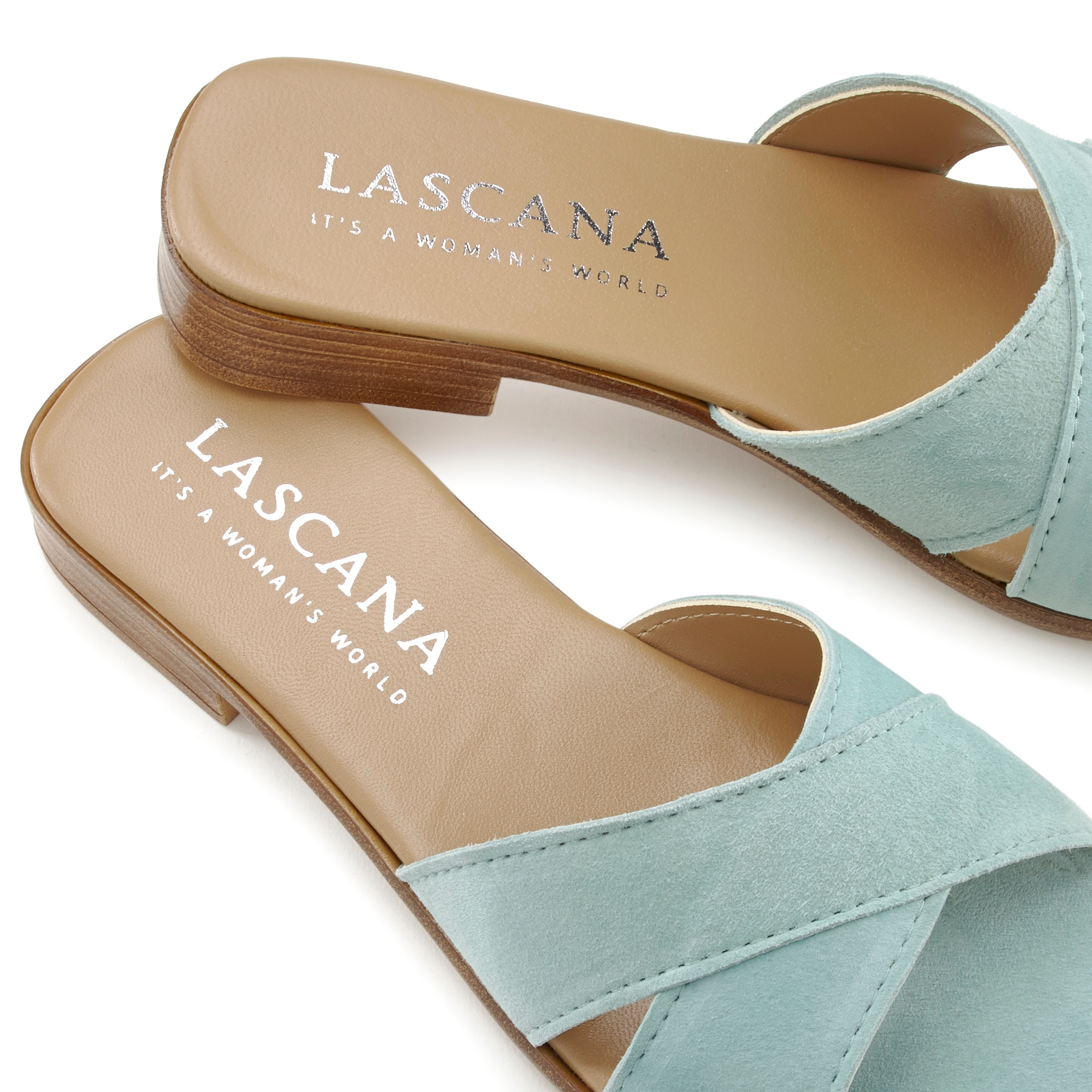 LASCANA Pantolette, Mule, Sandale, offener Schuh aus Leder mit weichen Kreuzbändern