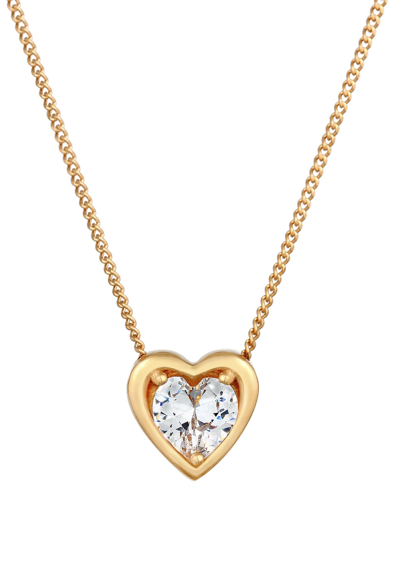 Elli Kette mit Anhänger »Halskette Herz Love Anhänger, 0102171720, 0102421720«, mit Zirkonia (synth.)