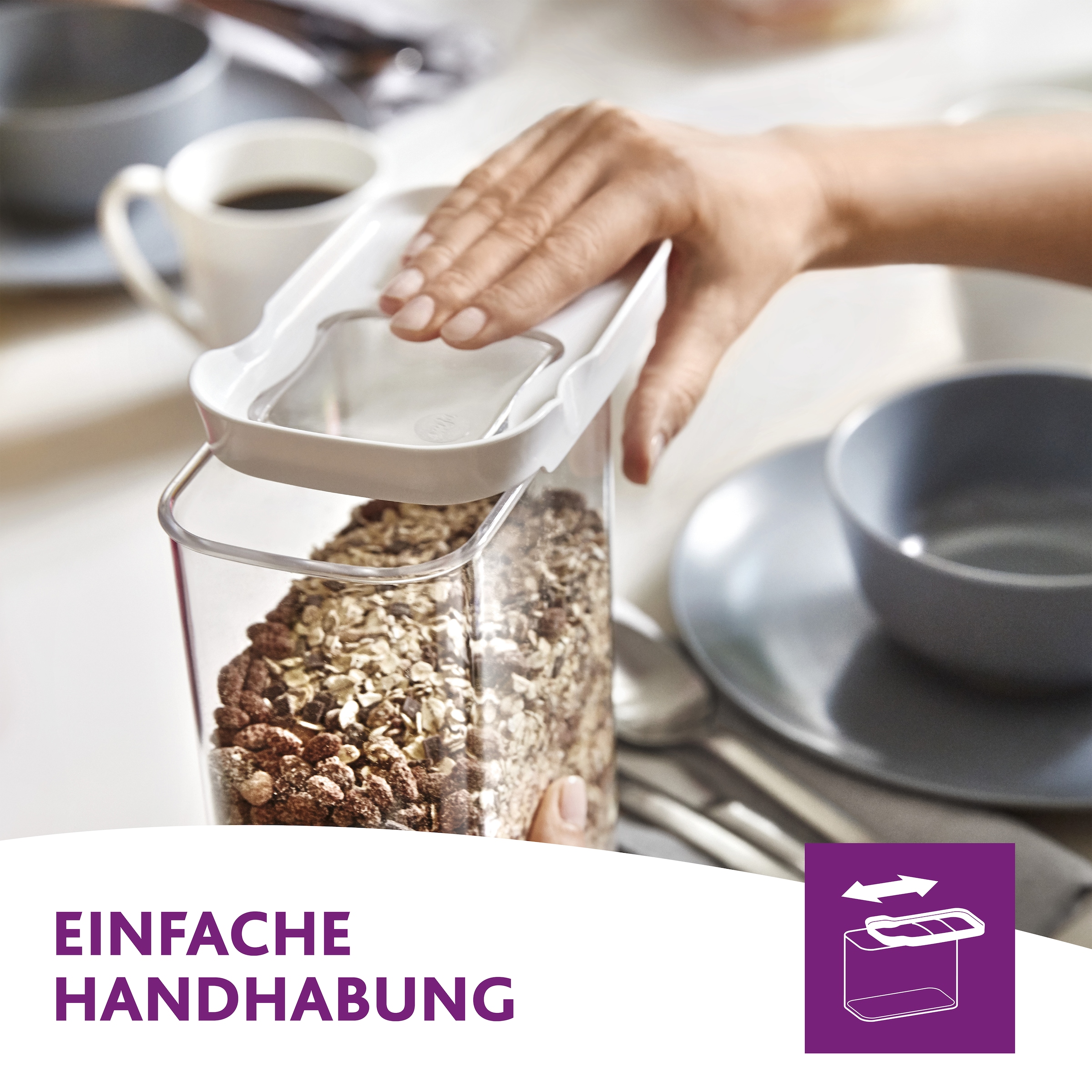 Emsa Vorratsdose »Optima«, (2 tlg.), 1 Liter, rechteckig, Schiebedeckel, frische Dichtung, Stapelränder