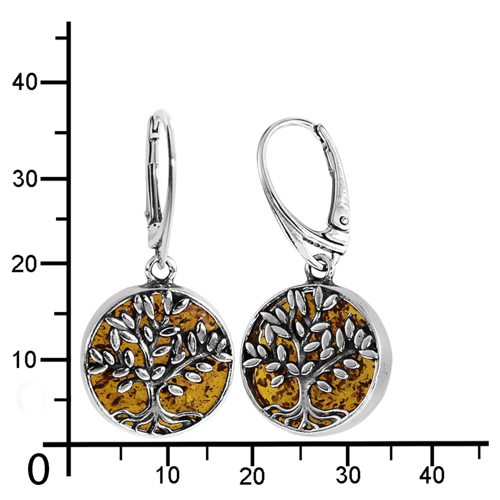 OSTSEE-SCHMUCK Paar Ohrhänger »- Lebensbaum 17 mm - Silber 925/000 - Bernstein«