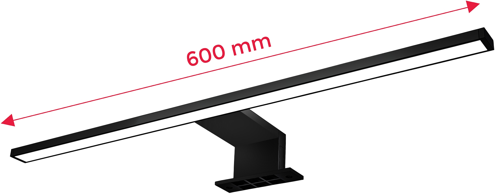 B.K.Licht Spiegelleuchte , Metall-Kunststoff, schwarz, Inkl. LED Platine, 8 Watt, 780 Lumen, 4.000 Kelvin, neutralweißes Licht, nicht dimmbar, inkl. Aufbau- und Spiegelklemme, IP44, 60cm lang
