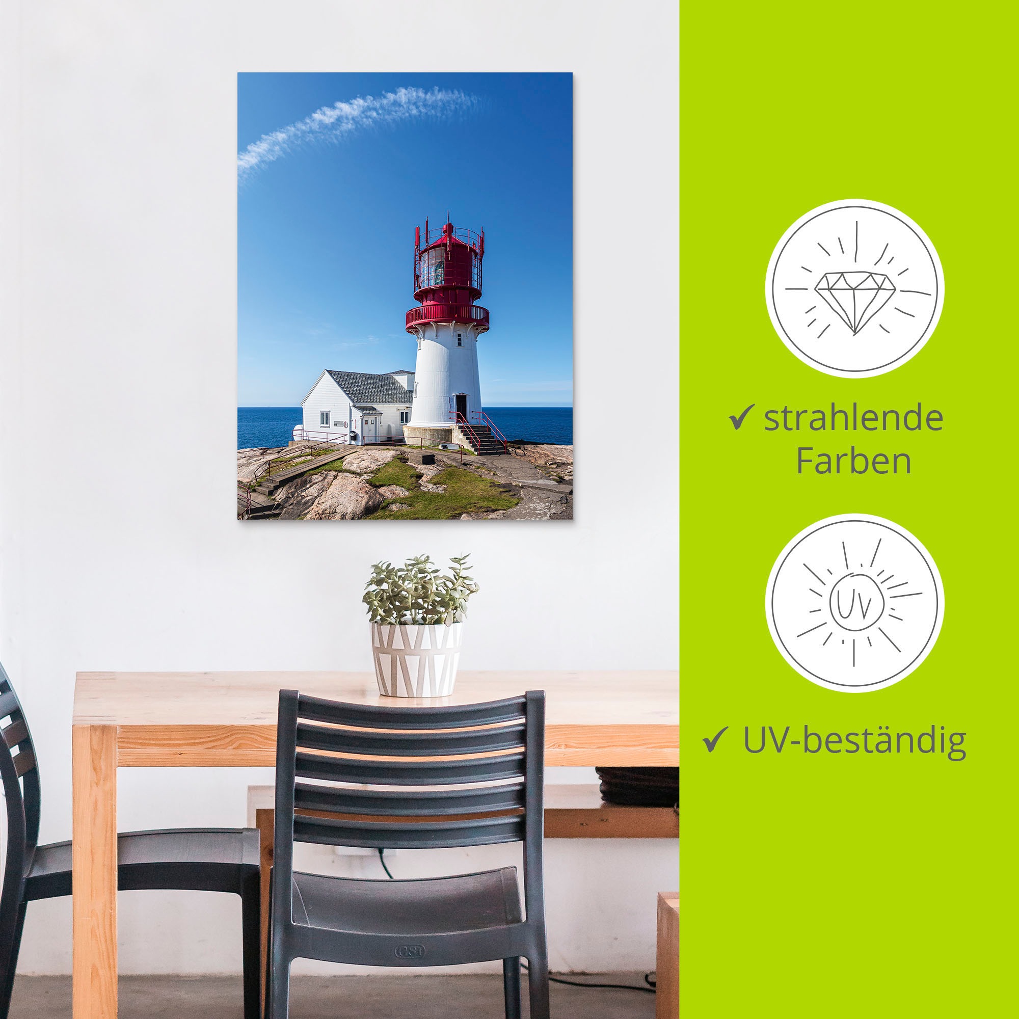 Artland Wandbild »Leuchtturm Lindesnes Fyr in Norwegen«, Gebäude, (1 St.), als Alubild, Leinwandbild, Wandaufkleber oder Poster in versch. Größen