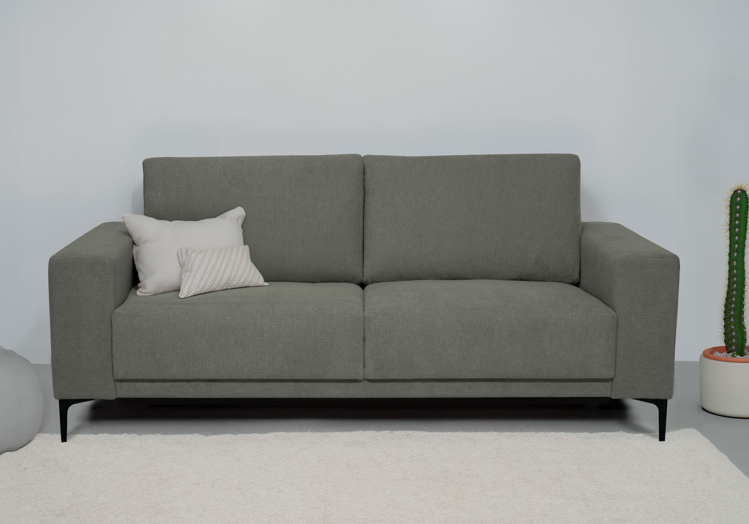 Places of Style 2-Sitzer »Xander«, Breite 164 cm, Webstoff, Soft-Touch Chenille, schwarze Metallfüßen