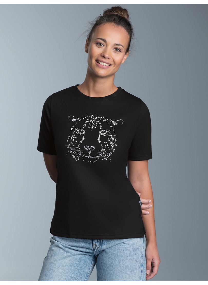 Trigema T-Shirt »TRIGEMA T-Shirt mit glitzerndem Leopardenprint«, (1 tlg.)