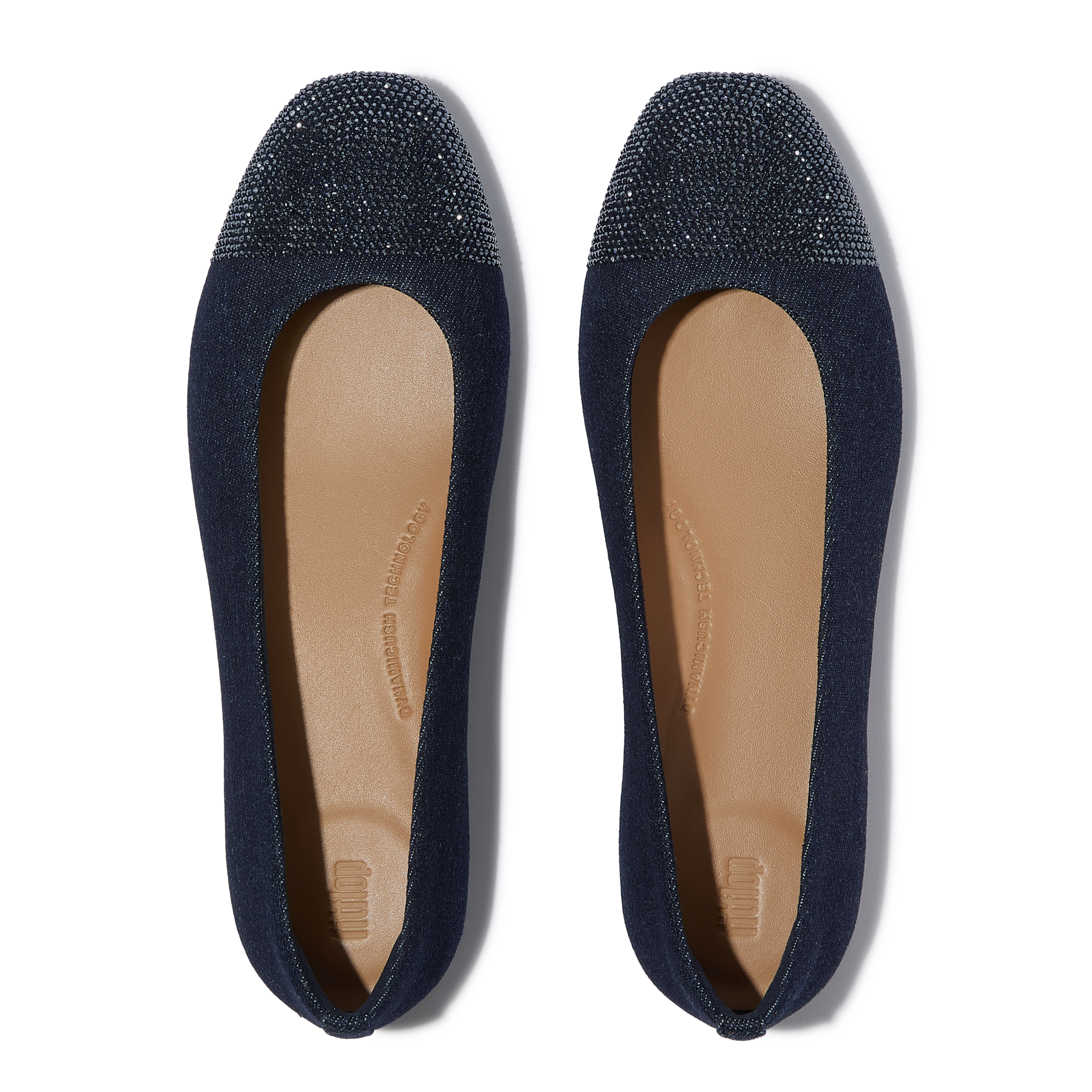 Fitflop Ballerina »DELICATO CRYSTAL CAP-TOE DENIM BALLET FLATS«  Schlupfschuh, Businessschuh mit funkelnden Strasssteinchen besetzt