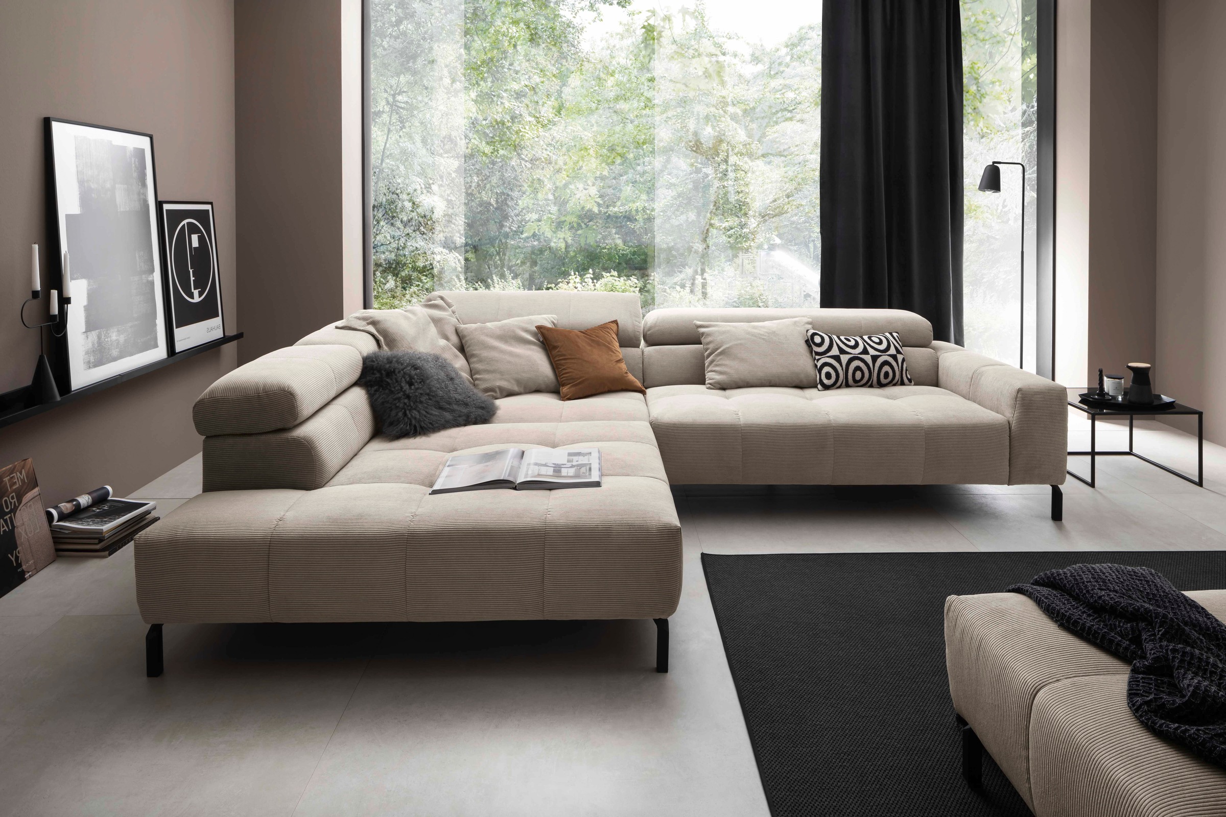 Places of Style Ecksofa »Claya, L-Form, incl. Kopfteilverstellung, Breite 311 cm«, wahlweise elektrischer Sitzvorzug