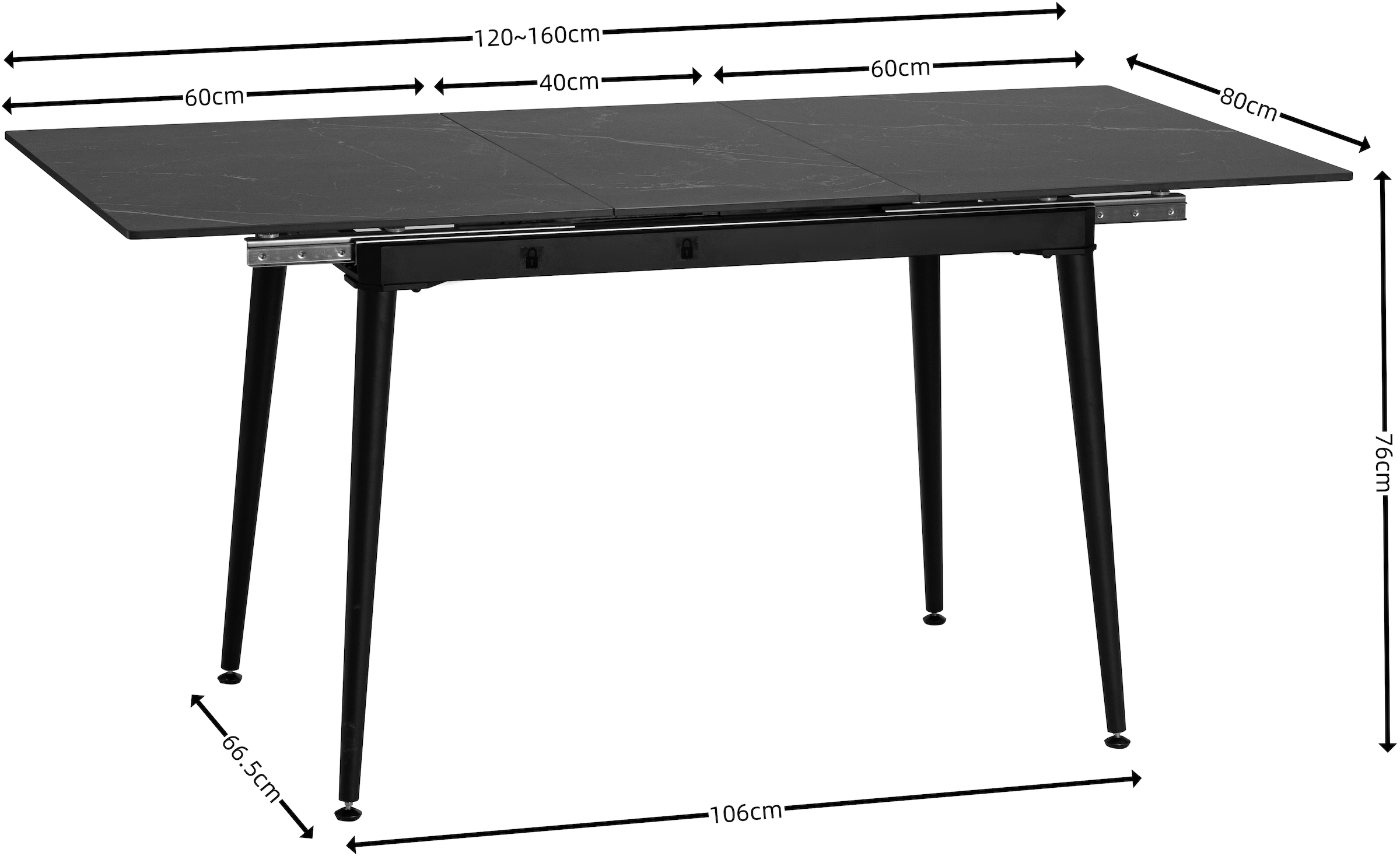 Home affaire Esstisch »Melwine, TOPSELLER!, OTTOs Choice«, Keramiktisch, mit Auszugsfunktion 120-160 cm