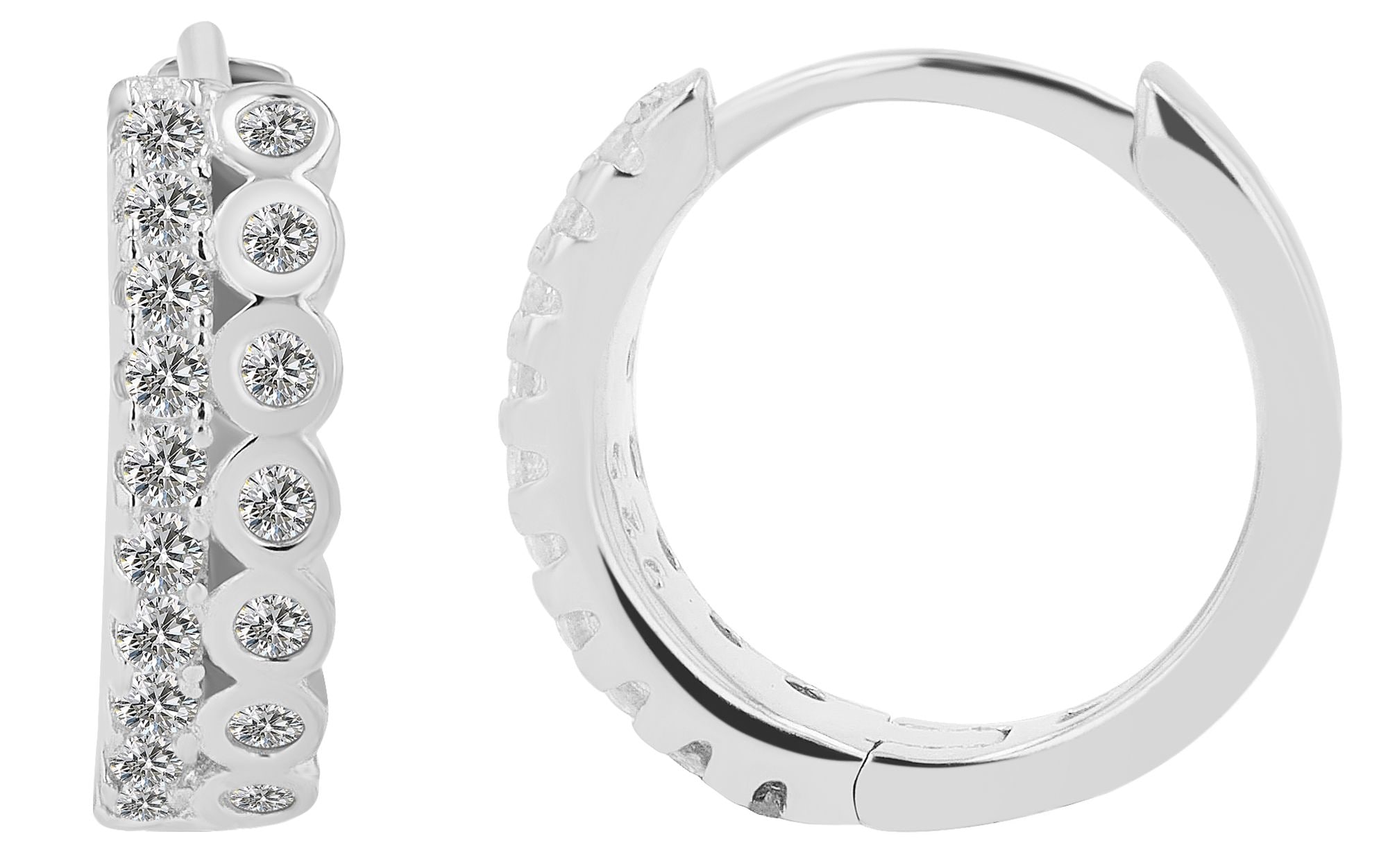 Adelia´s Paar Creolen »Damen Ohrringe ¿ Klappcreole aus 925 Silber mit Zirkonia«