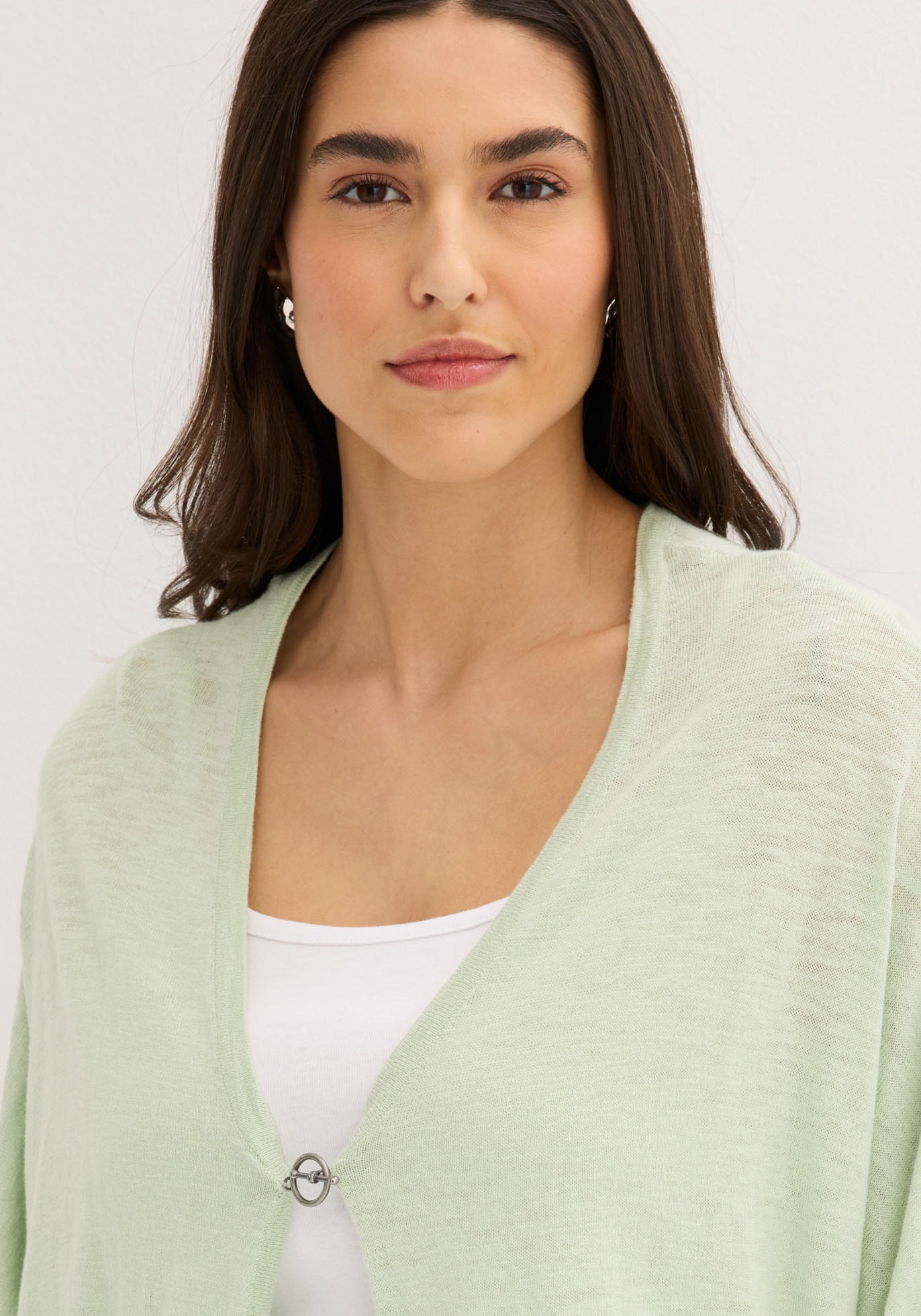 bonprix Strickjacke Oversize-Passform, 3/4-Ärmel, eleganter Stil, aus Baumwolle