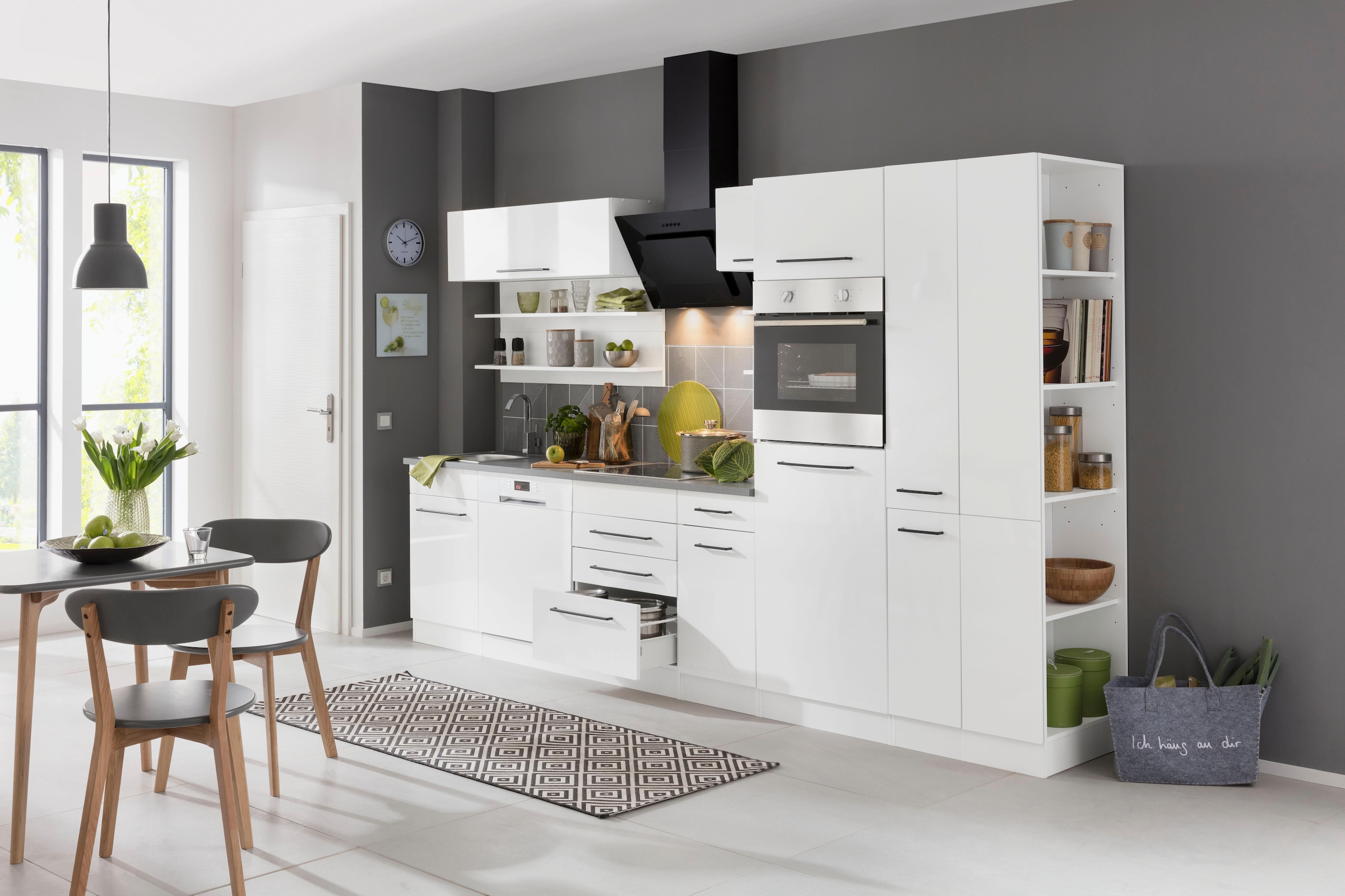 KOCHSTATION Anbauregal »KS-Tulsa«, 30 cm breit, 200 cm hoch, mit 5 Fächern, MDF Front