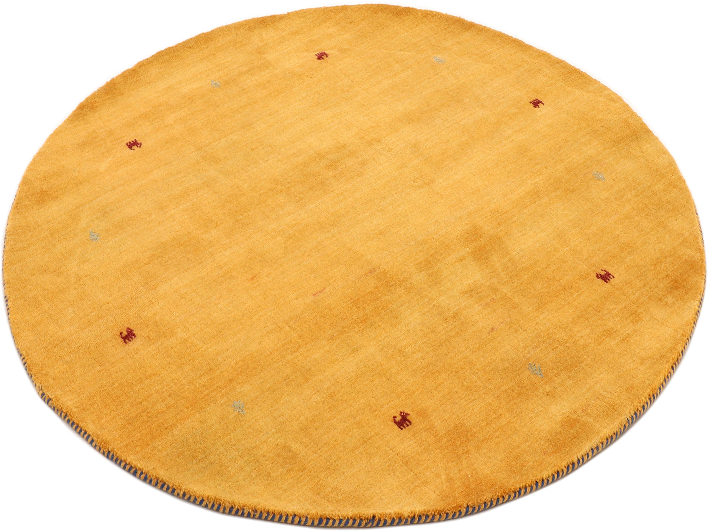 carpetfine Wollteppich »Gabbeh Uni«, rund, 15 mm Höhe, reine Wolle handgewebt, Gabbeh Tiermotiv warmes Raumklima viele Größen