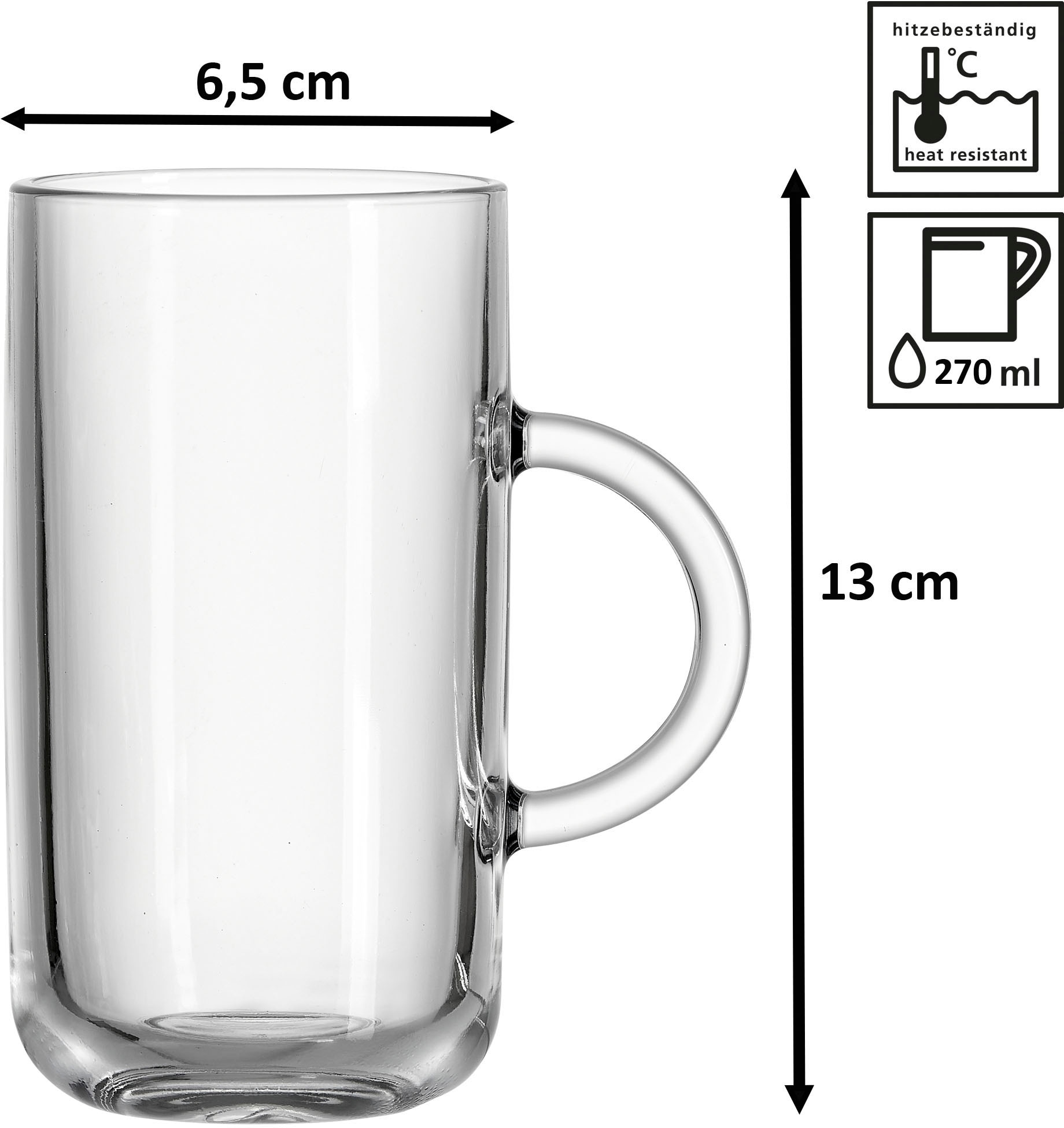 Ritzenhoff & Breker Latte-Macchiato-Glas »Glühwein- /Teeglas-Set Marco«, (Set, 6 tlg.), hitzebeständig, 270 ml, 6-teilig